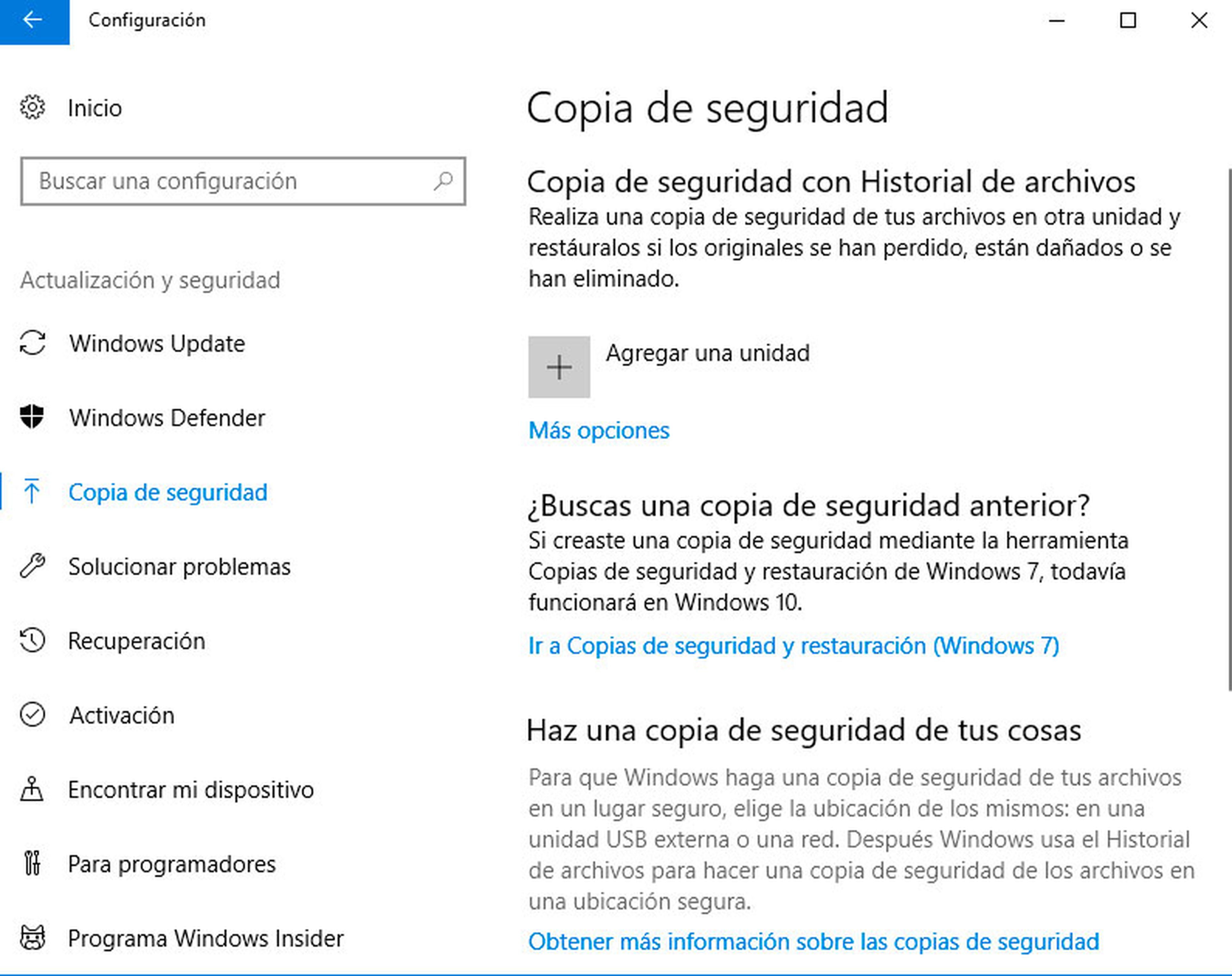 Copia de seguridad Windows 10