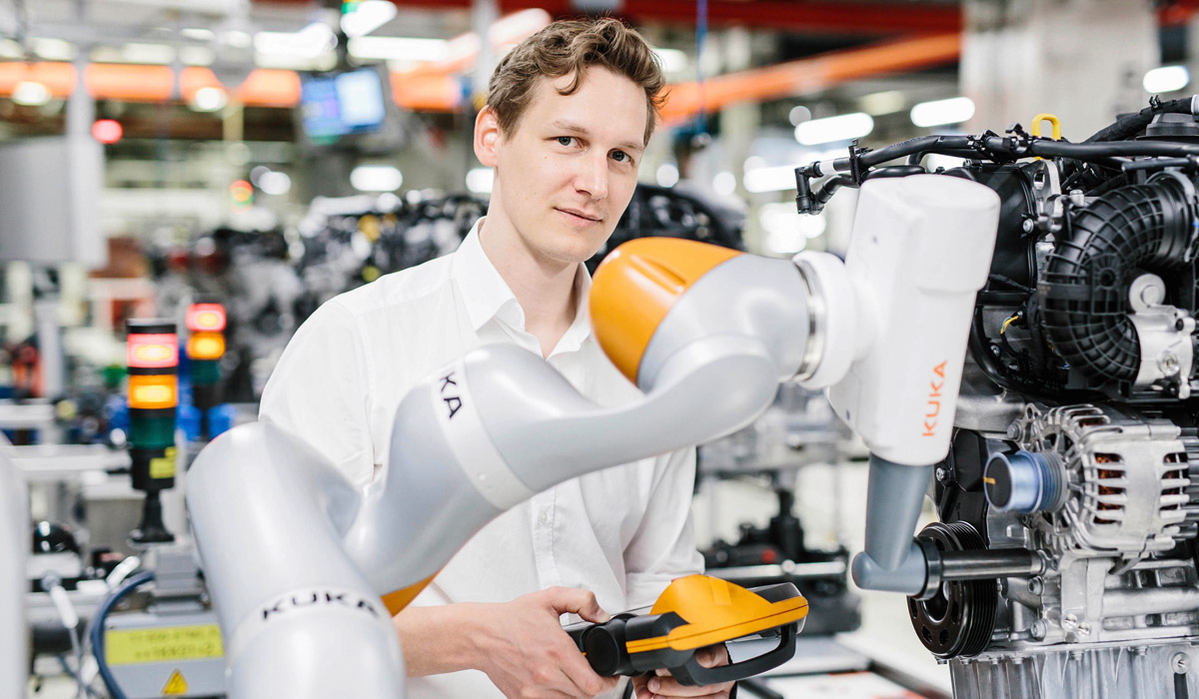 Robots que colaboran con trabajadores en Volkswagen