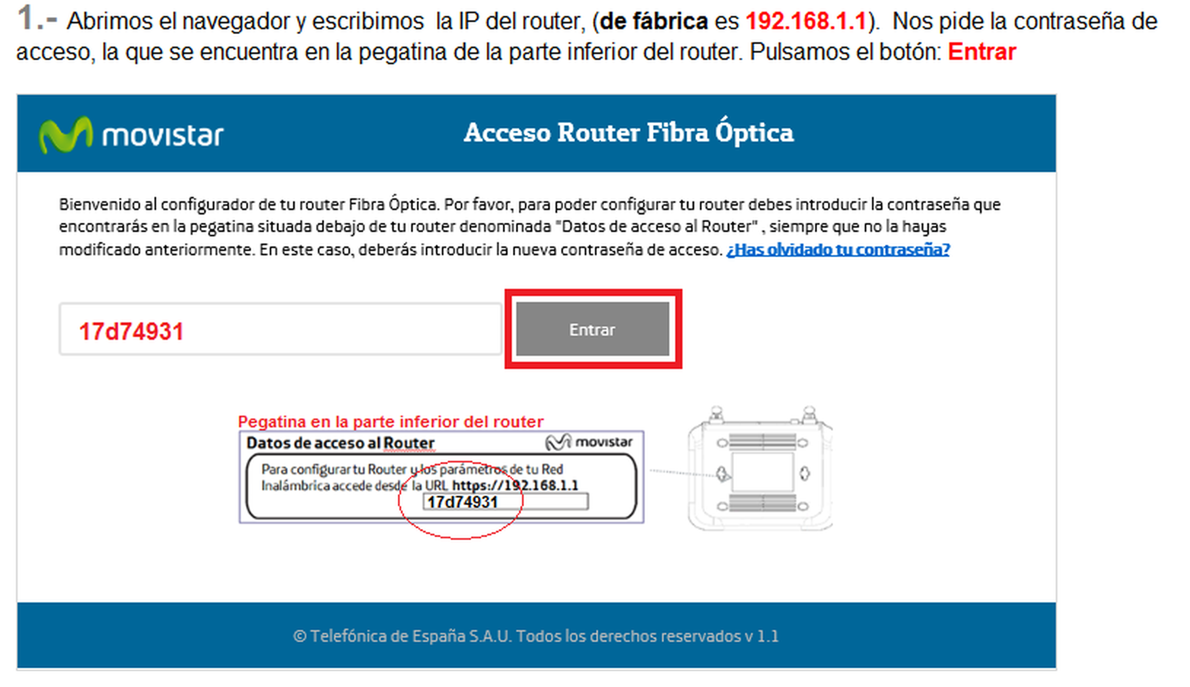 Acceder router HGU Movistar