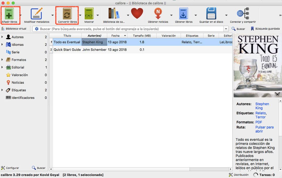 Cómo convertir un PDF a ePub o MOBI