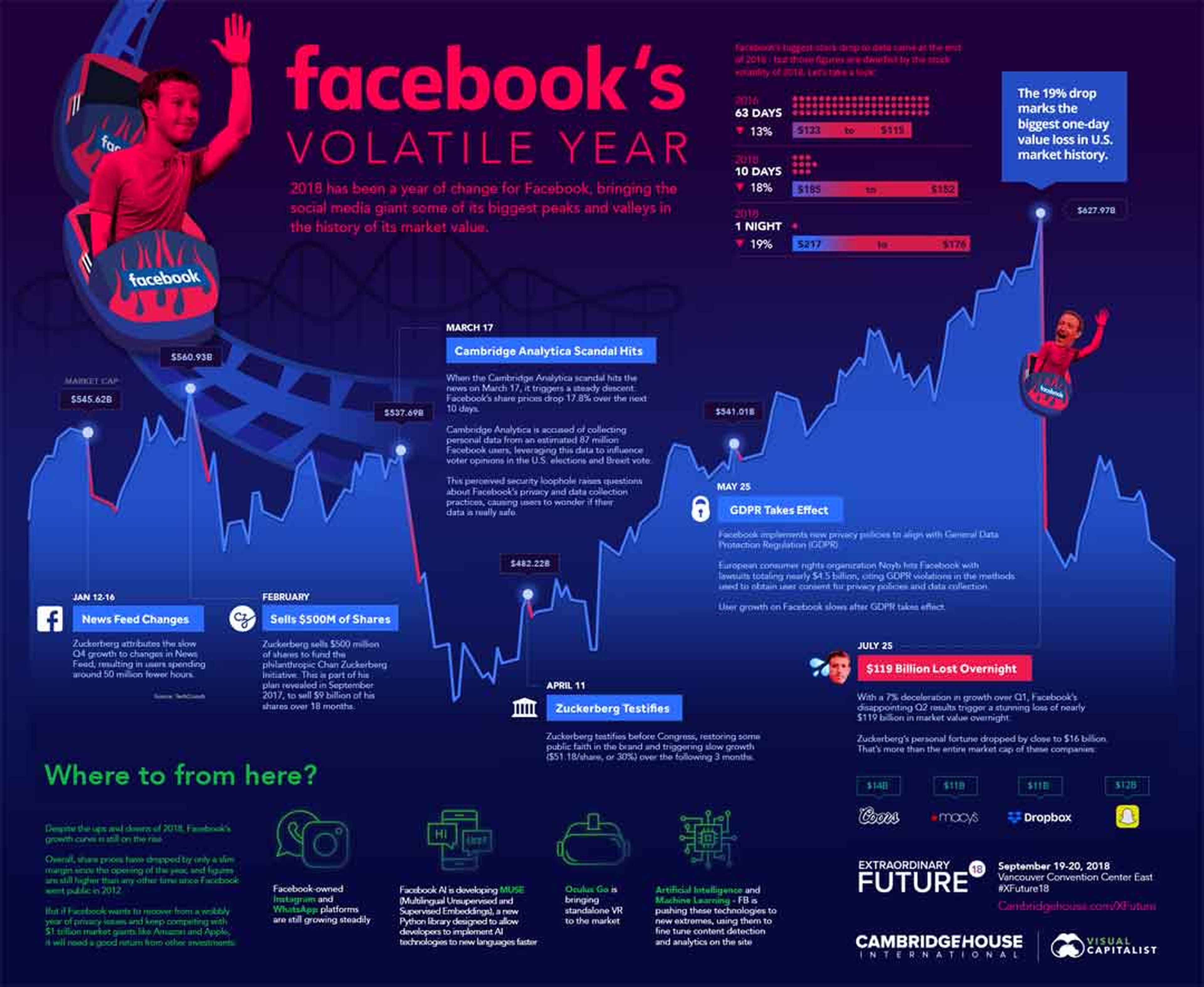 Infografía del mal año de Facebook