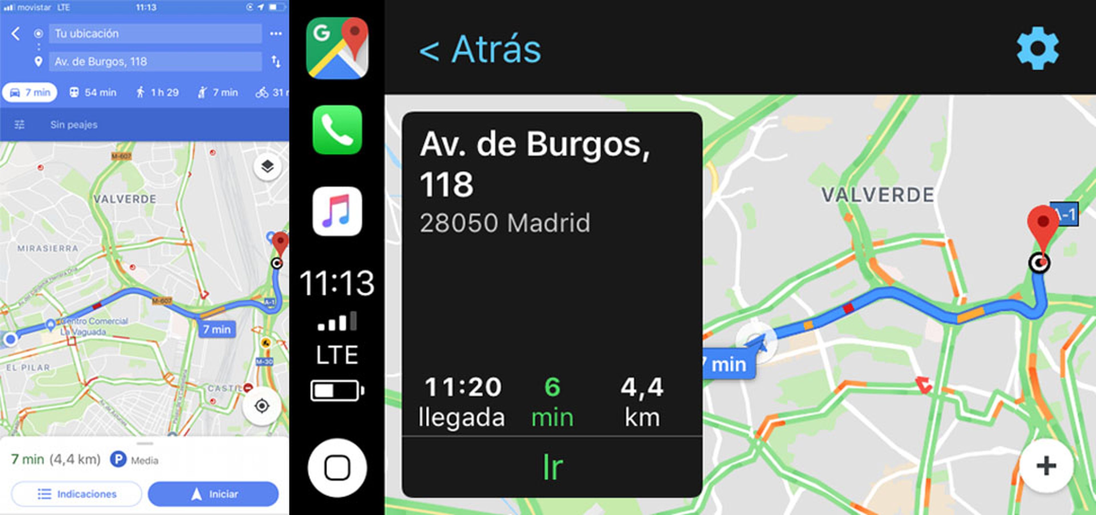 Maps de Google en Apple CarPlay
