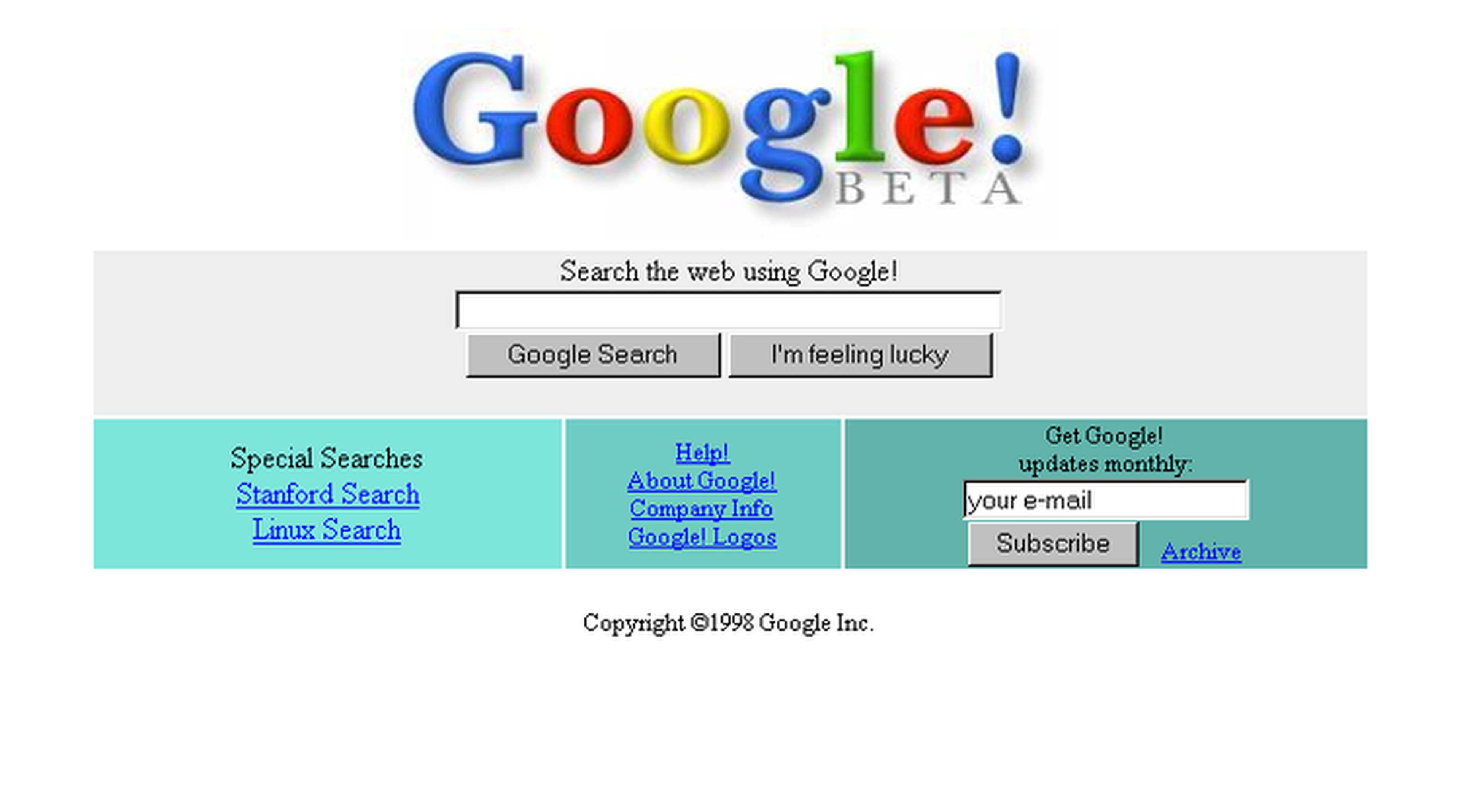 Primera web de Google