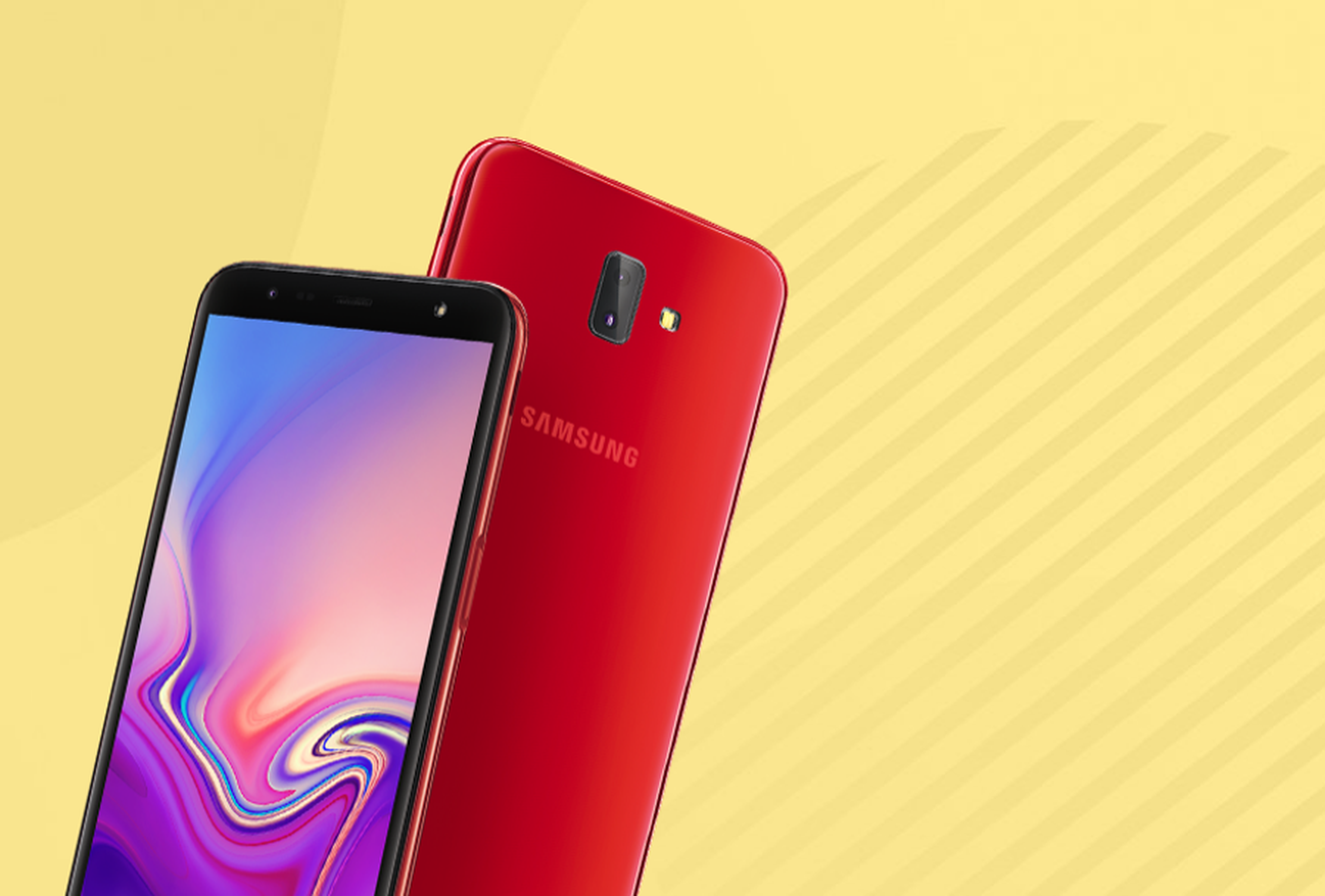 Samsung Galaxy J6+ en color rojo.