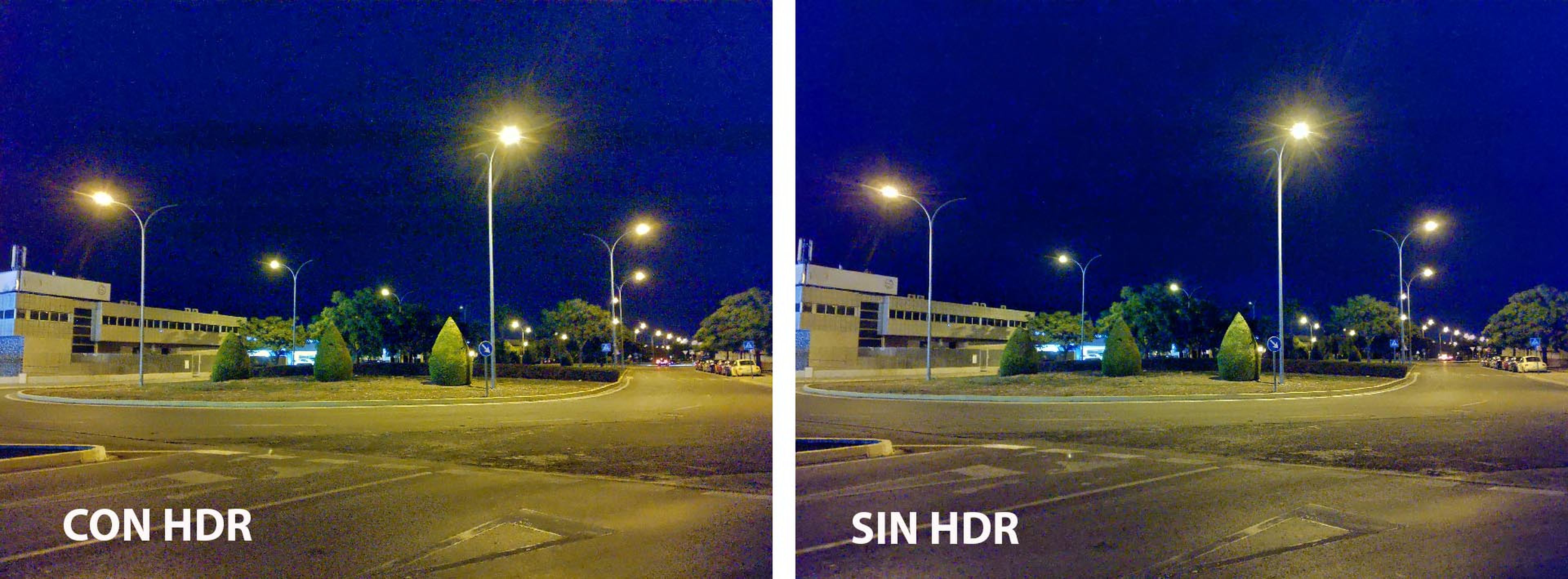 Las fotos nocturnas dejan que desear, y salen mejor si desactivamos el HDR.