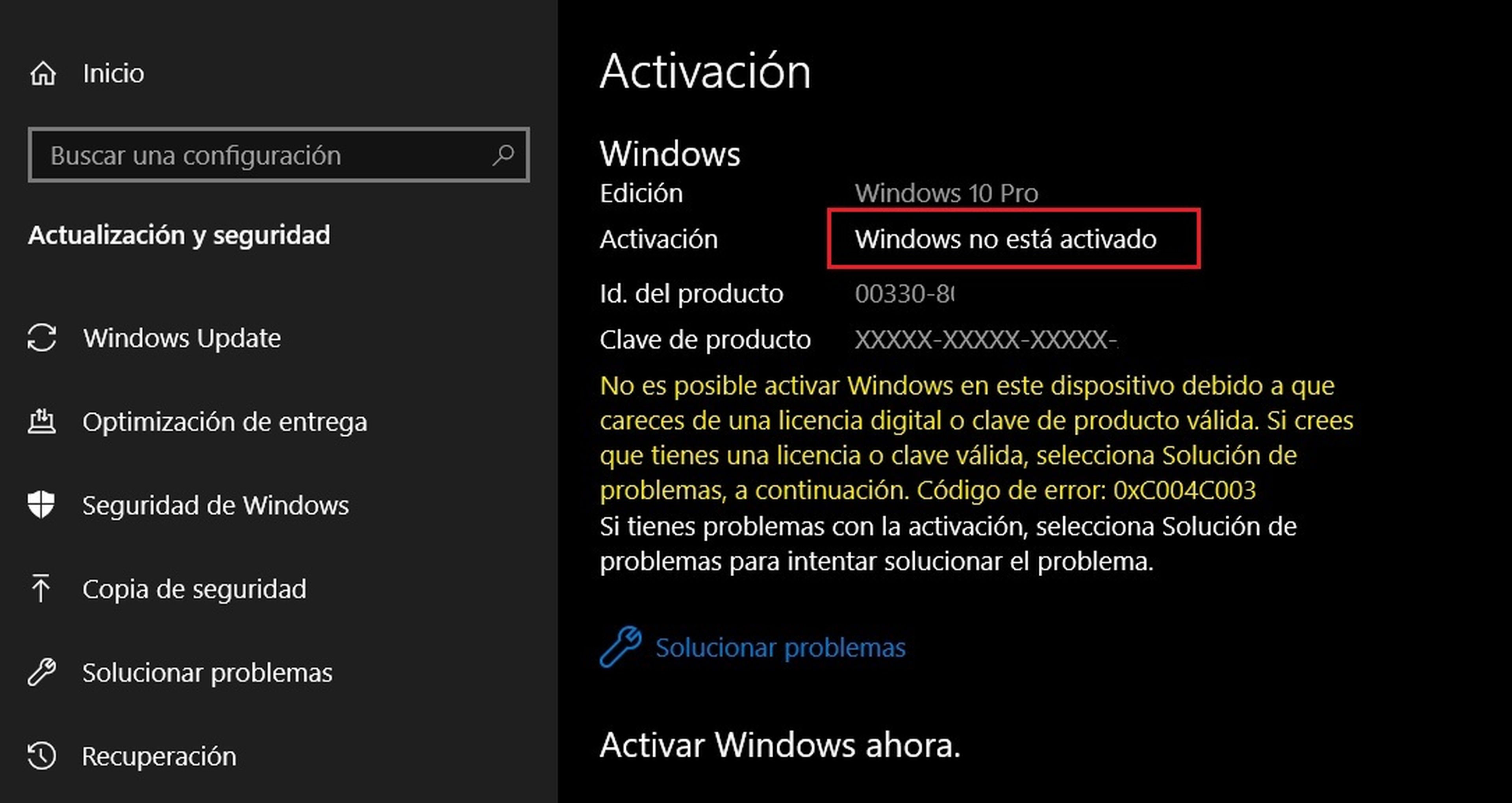 Bug de Windows 10 Pro