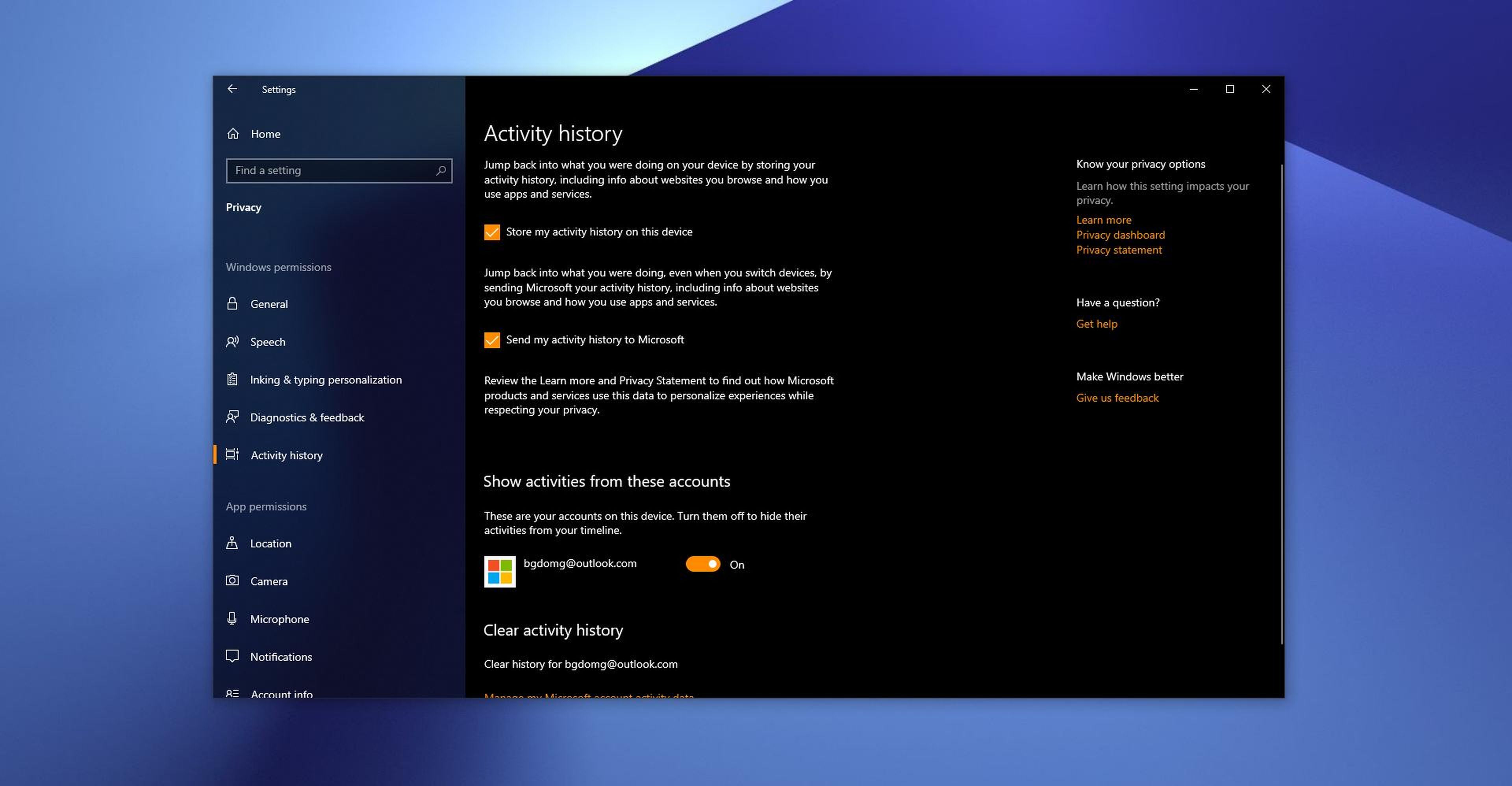 Windows 10 actividad