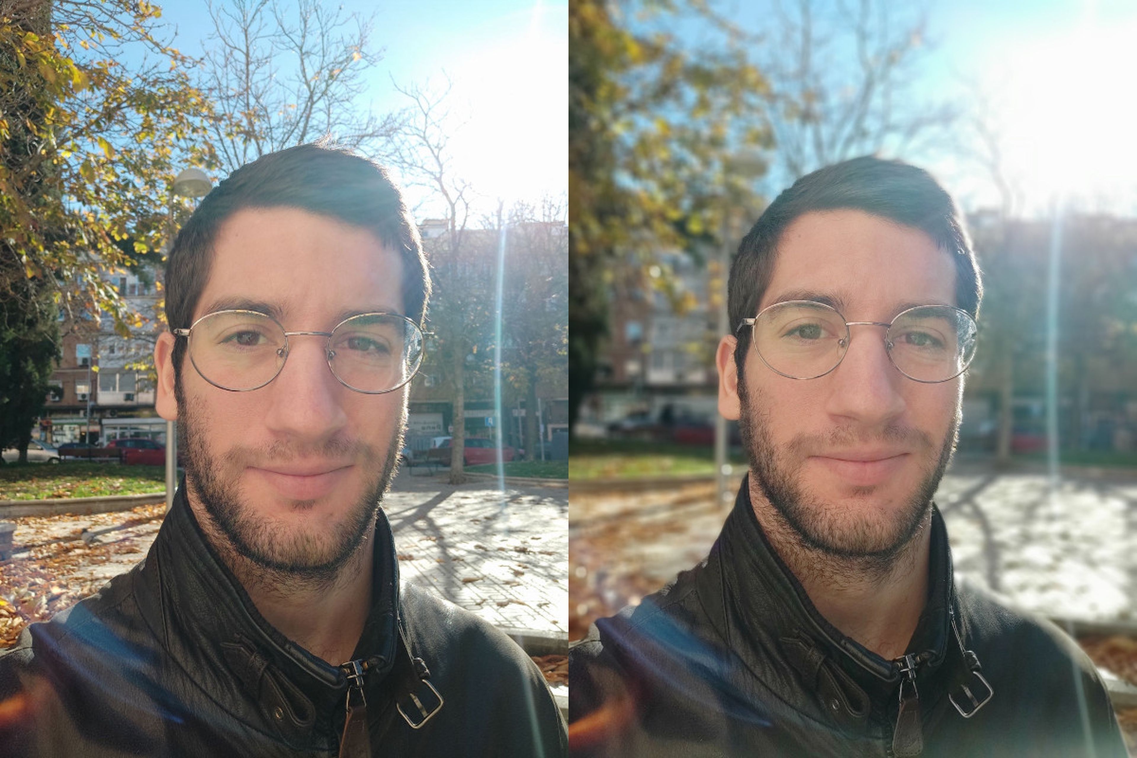 Izquierda: selfie sin Modo Retrato | Derecha: mismo selfie con Modo Retrato
