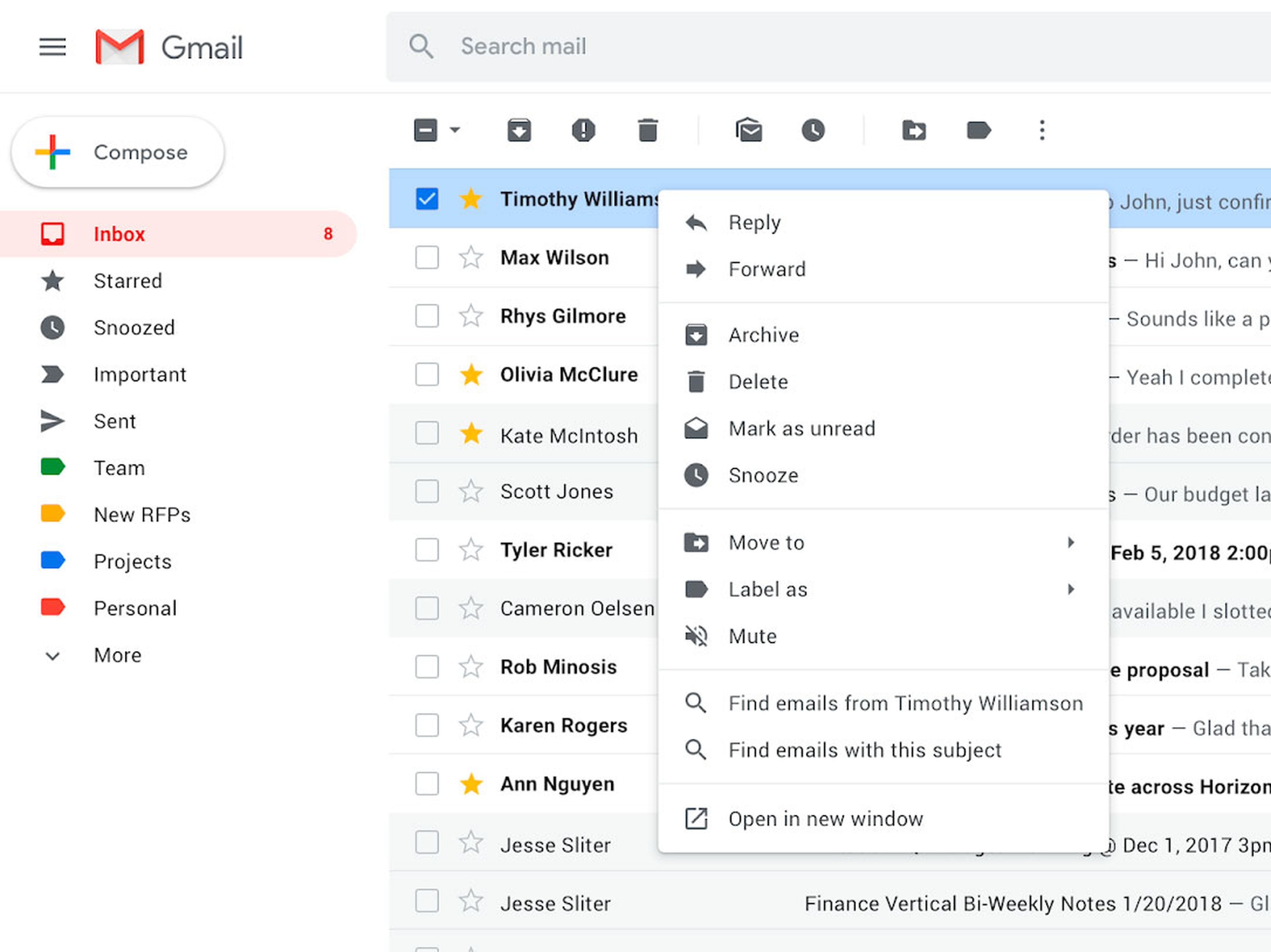 menu gmail