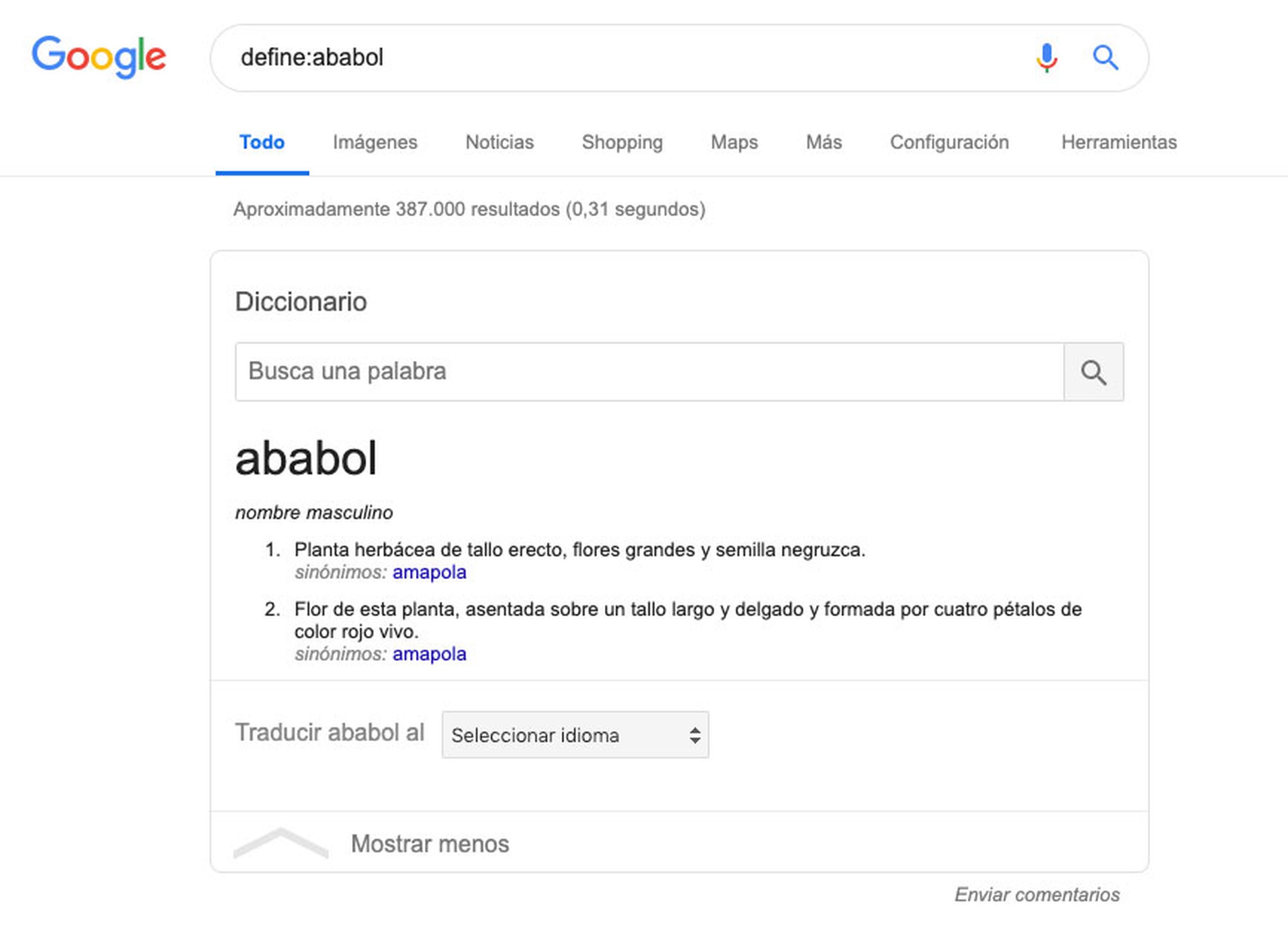 Busca definiciones en Google