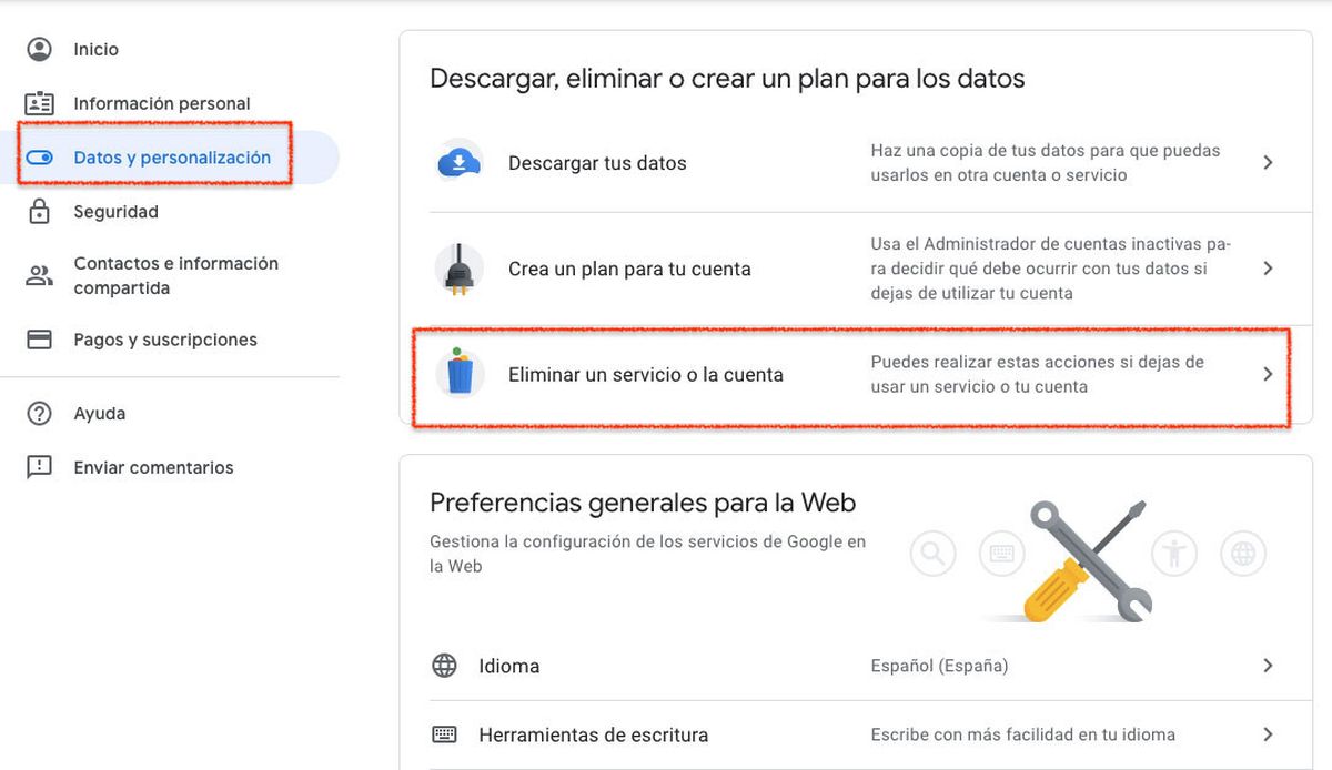 Cómo borrar tu cuenta de Google