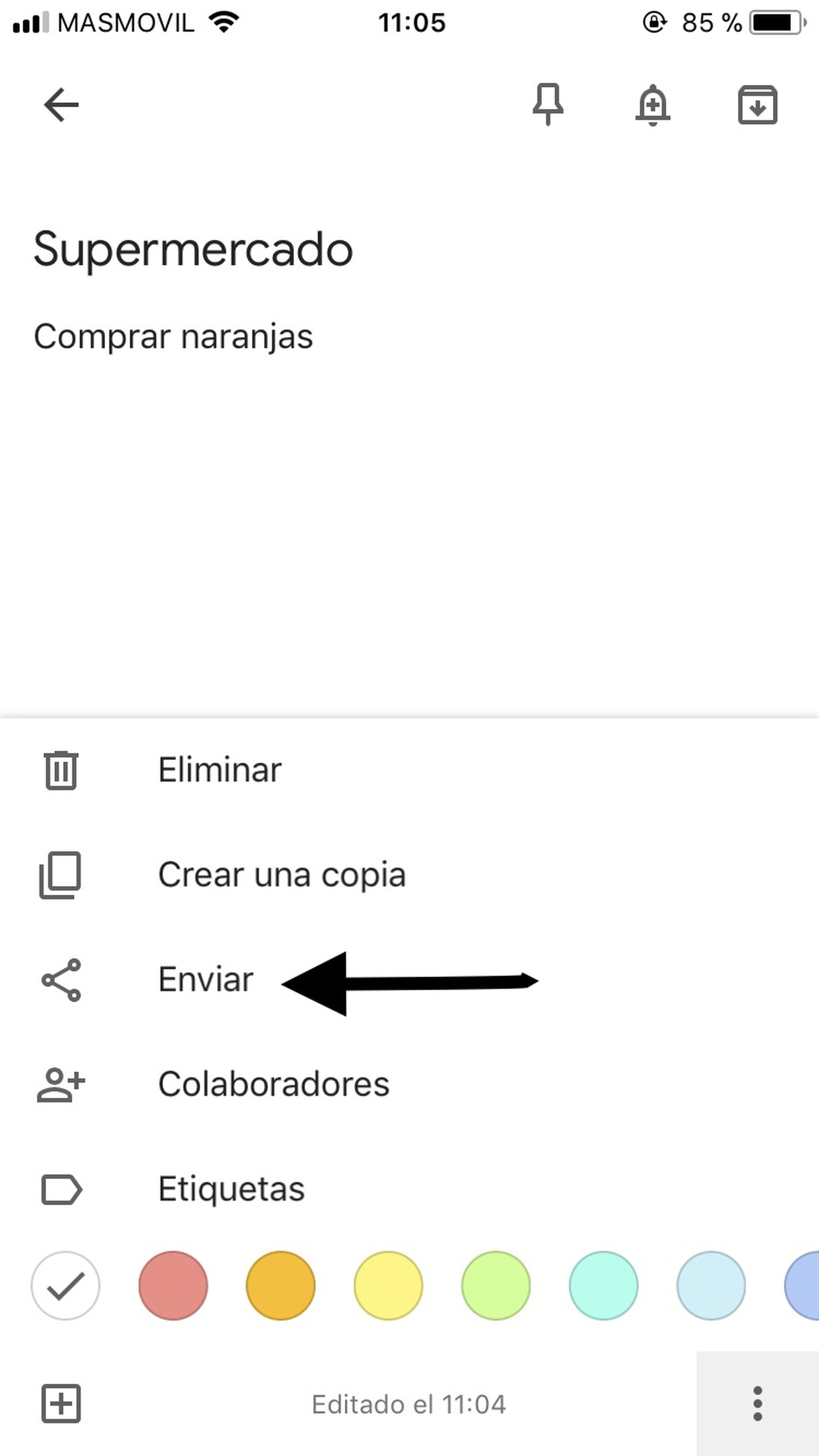 Enviar de Google Keep a Google Docs