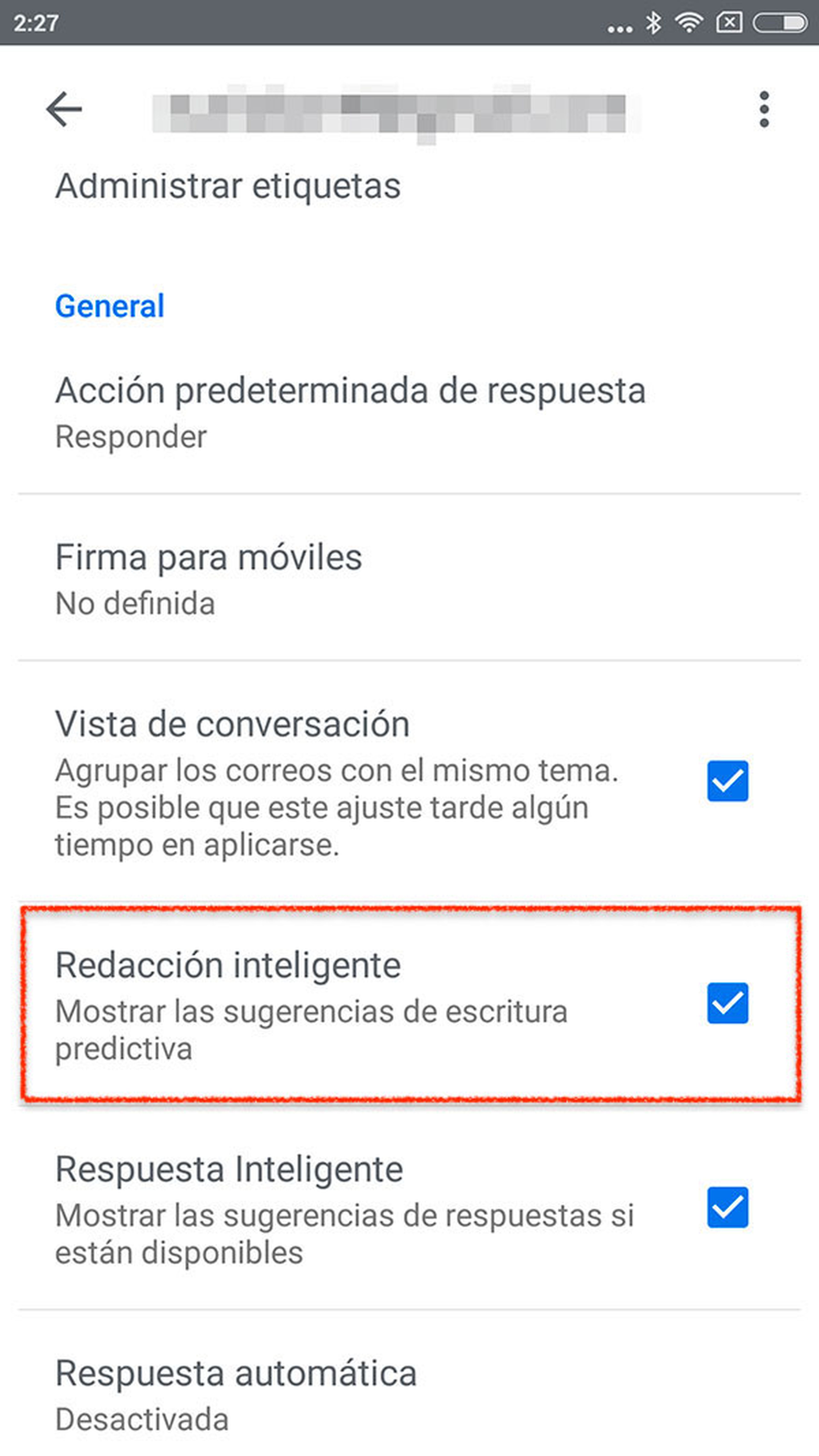 Redacción inteligente Gmail para Android