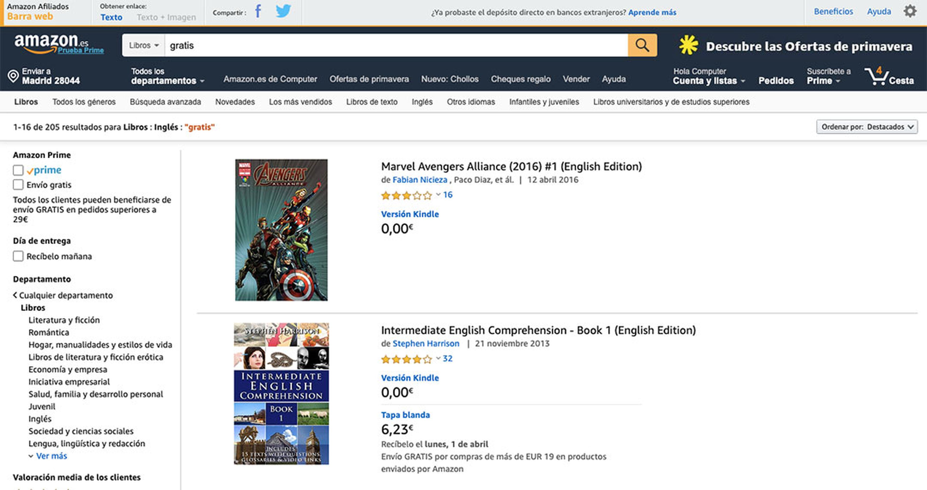 Libros gratis en inglés en Amazon