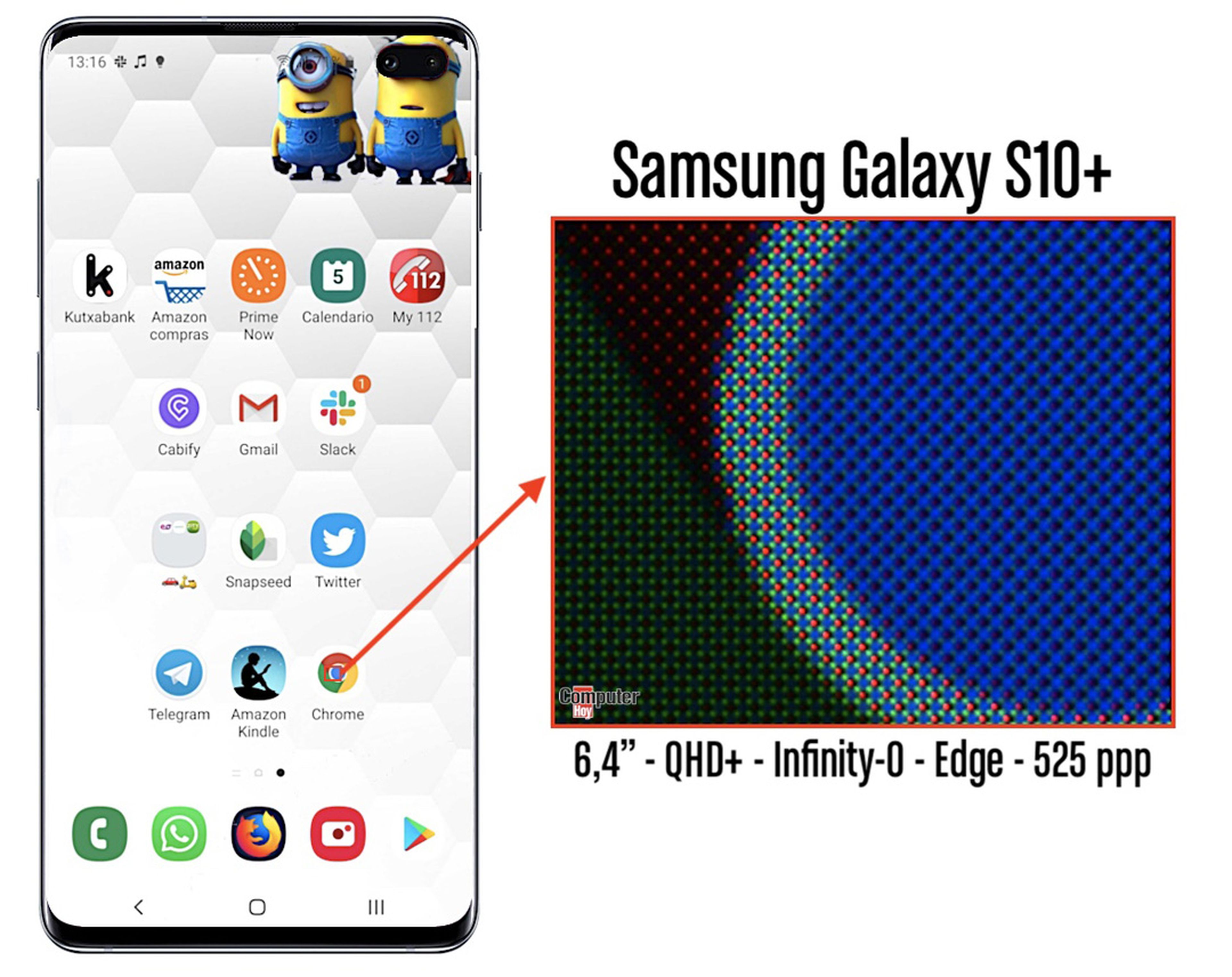 Detalle de la pantalla del Samsung Galaxy S10+