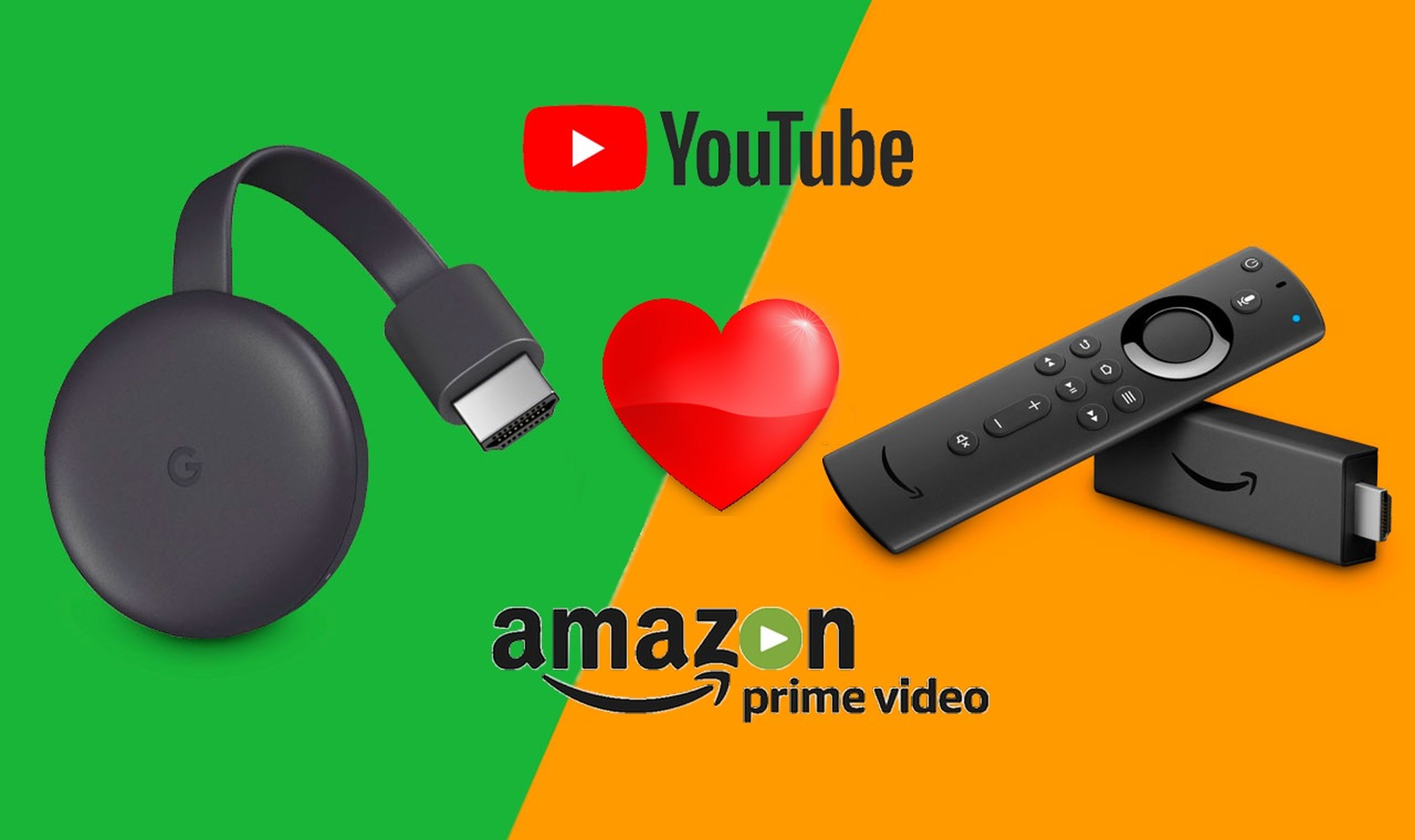 YouTube estará en Amazon Fire TV, y Amazon Prime Video en Chromecast