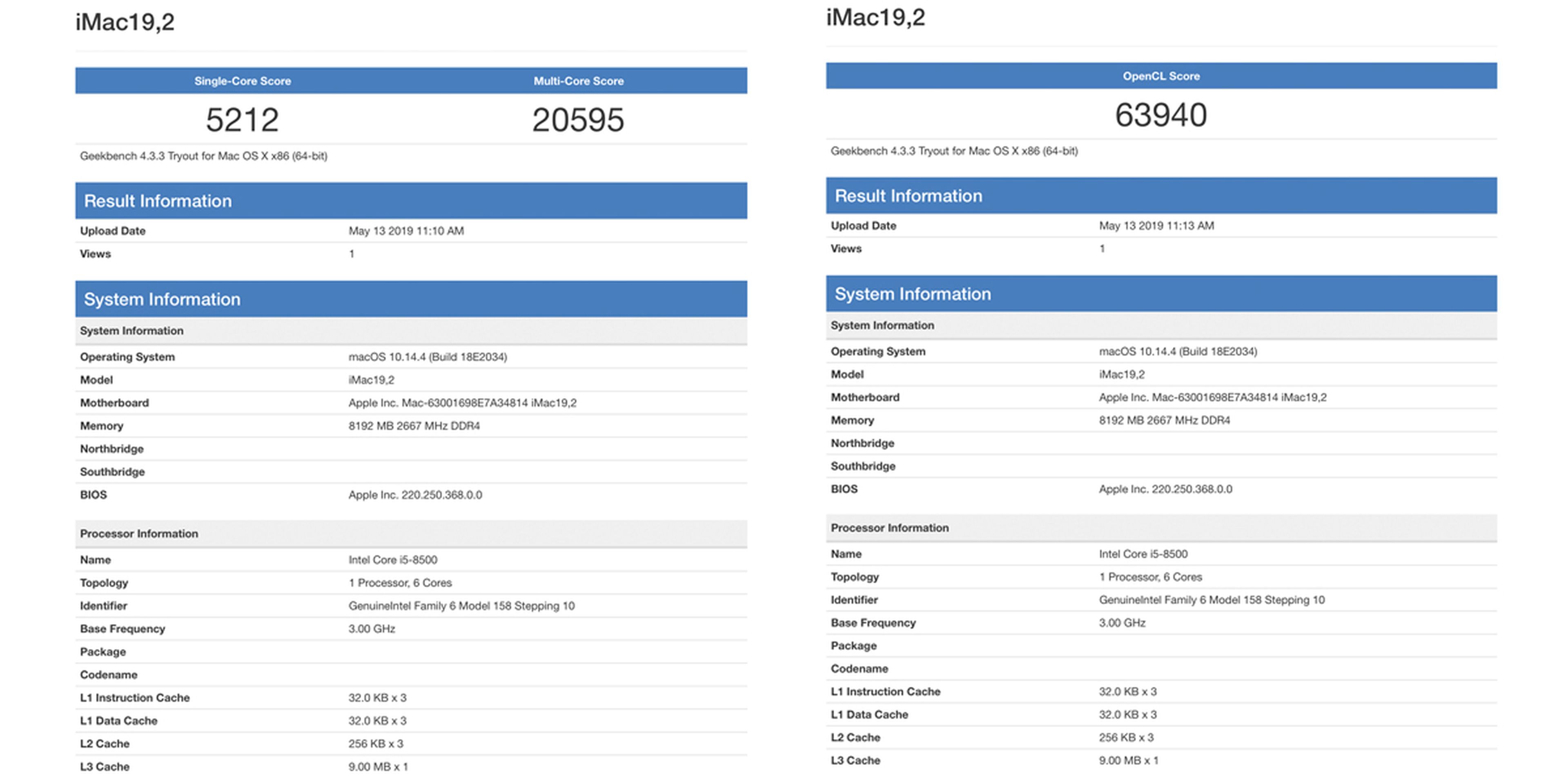 benchmark imac 2019