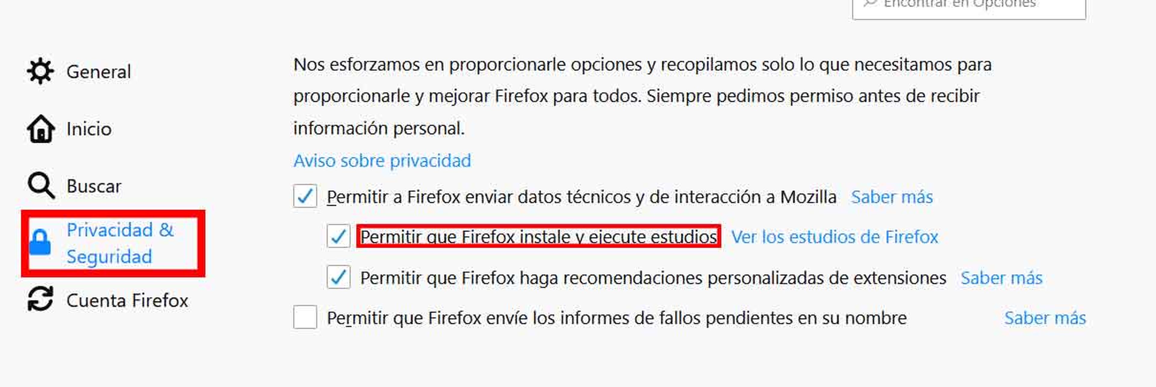 Estudios Firefox