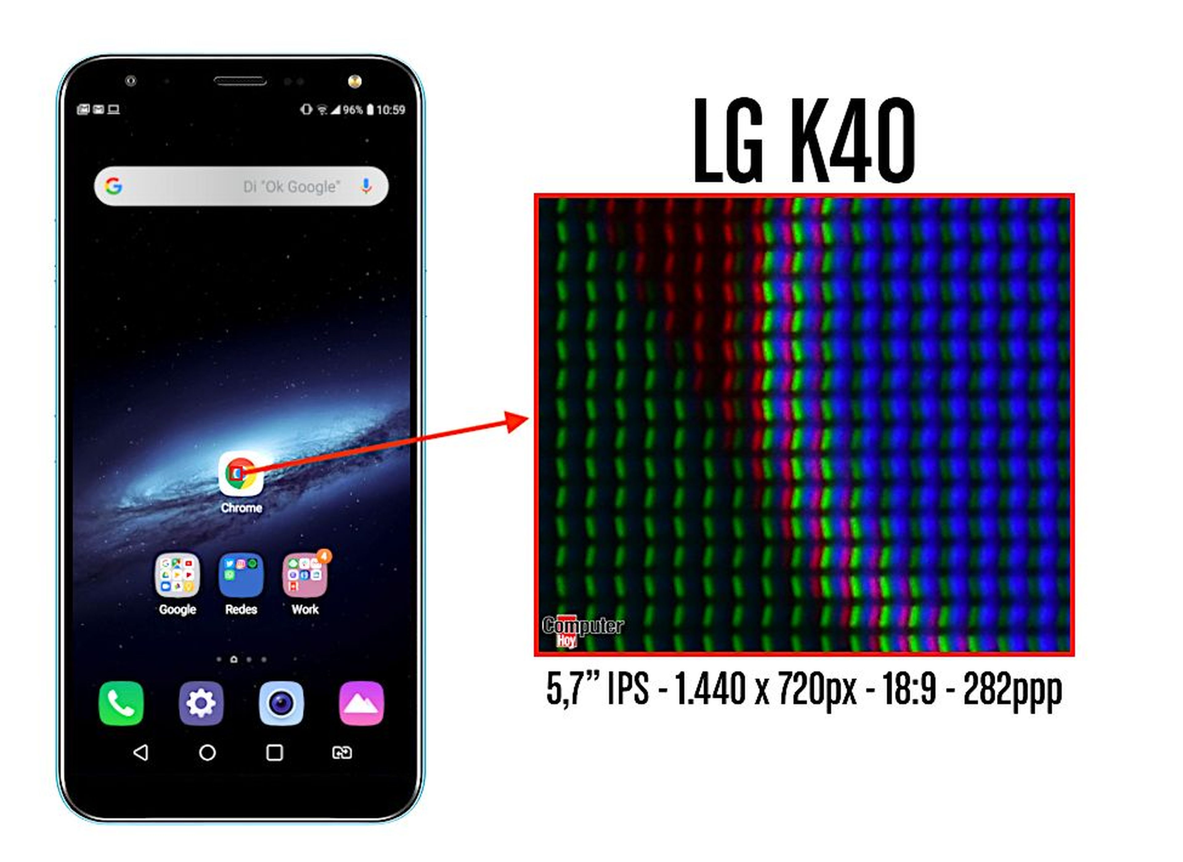 Prueba de pantalla LG K40