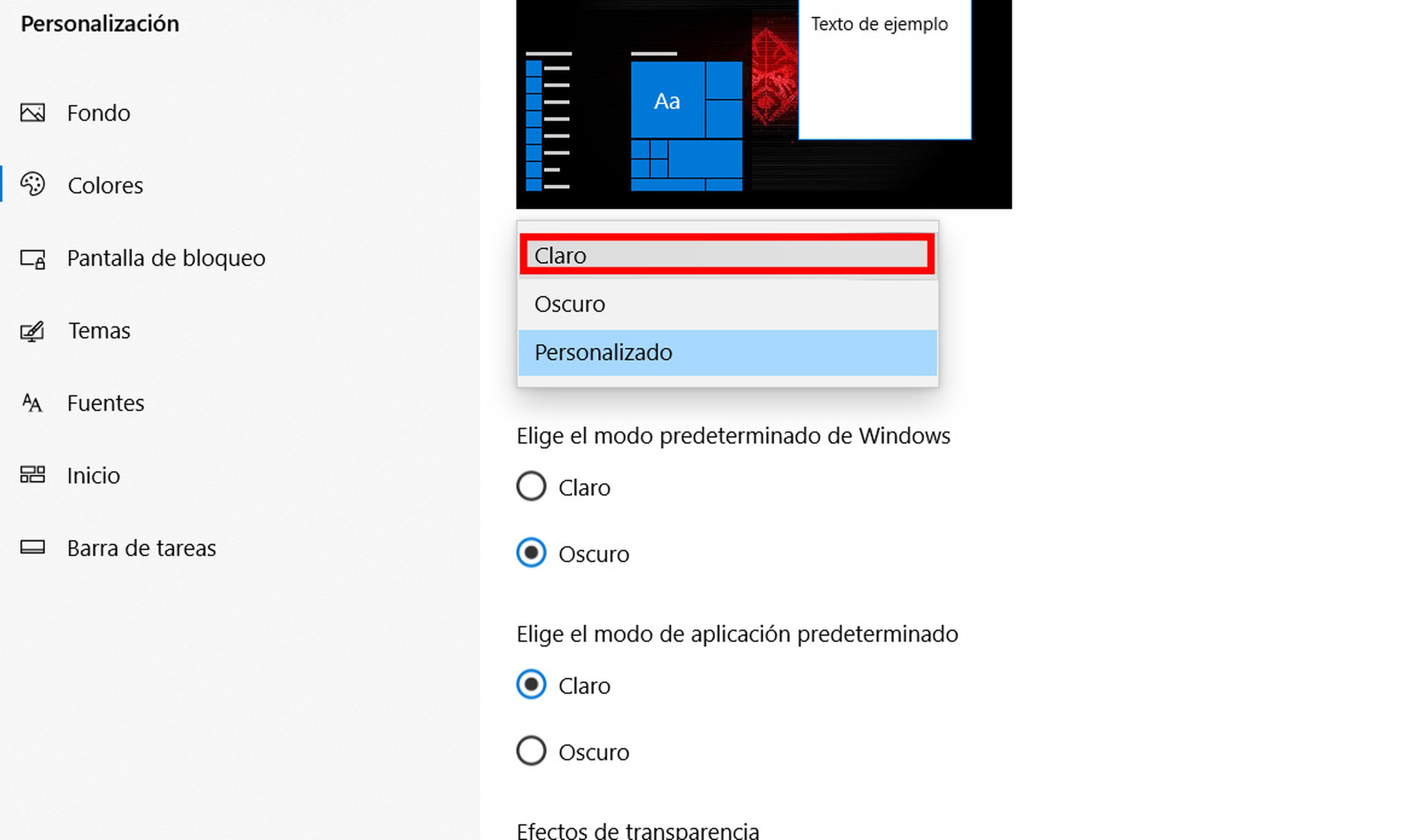 Nuevo modo claro Windows 10