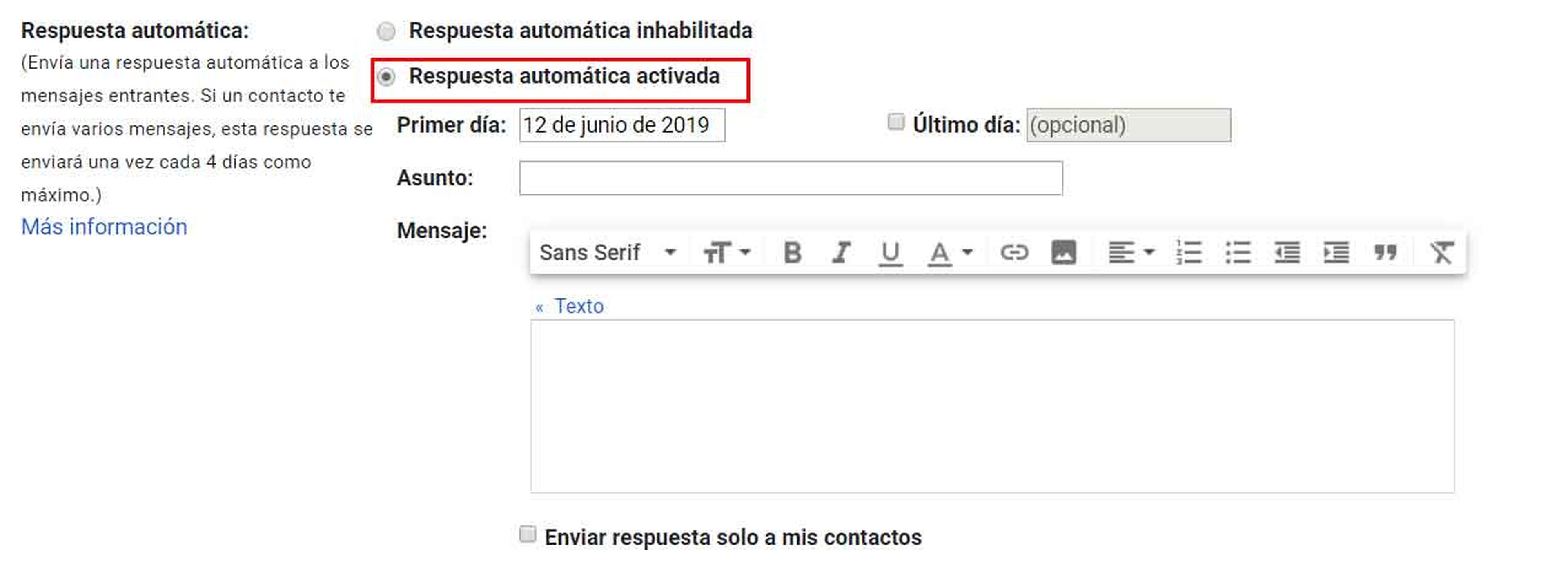 Respuesta automática gmail