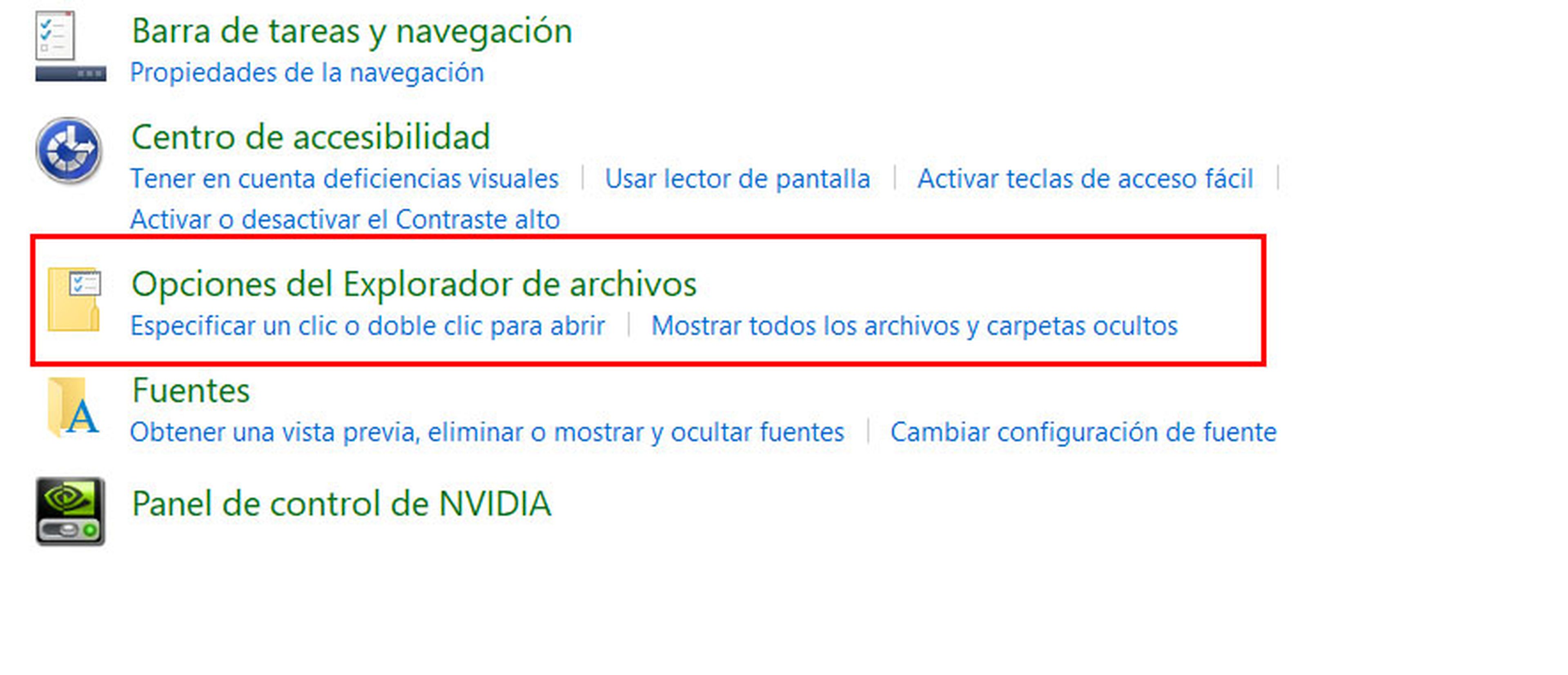Archivos ocultos Windows 10