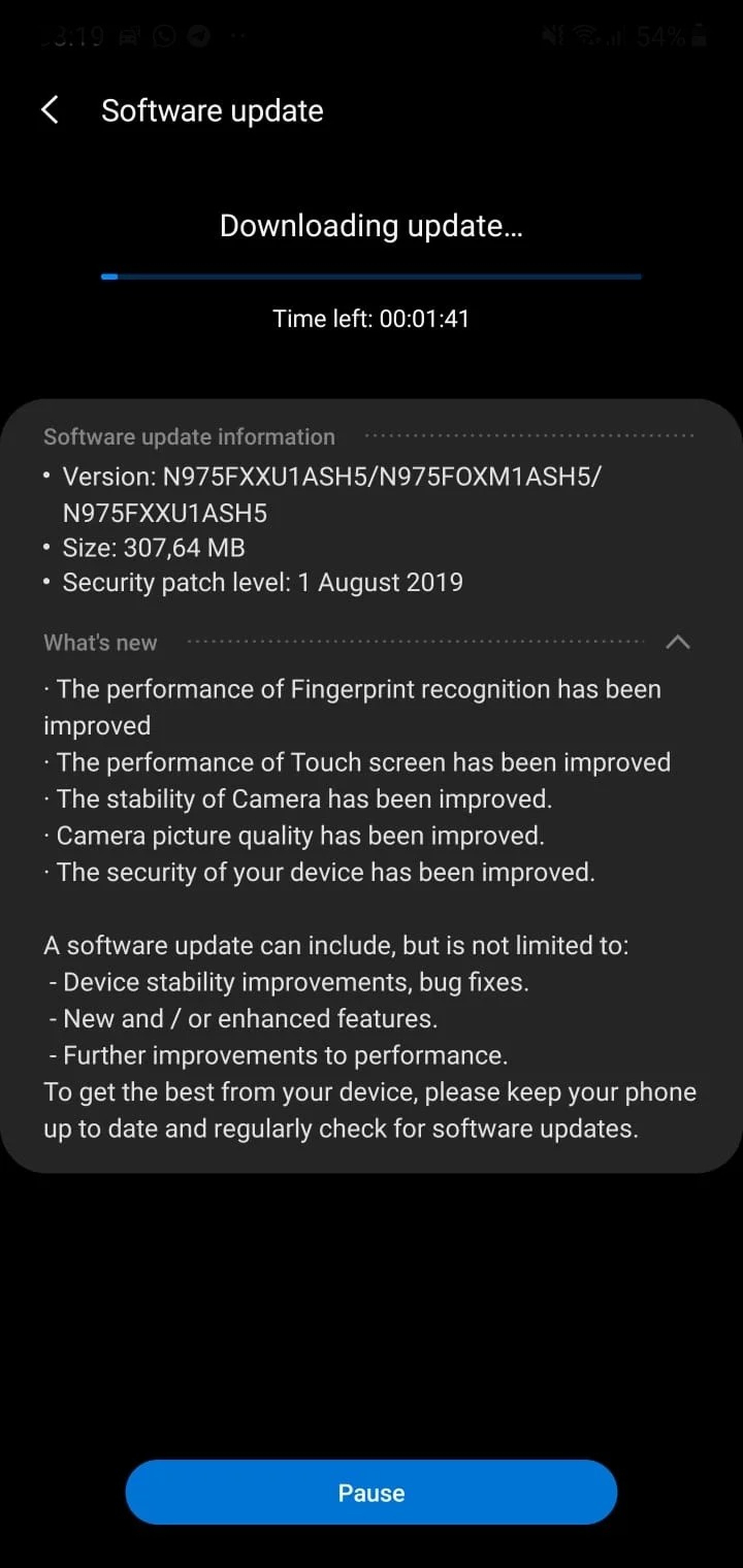 Actualización Samsung Galaxy Note 10