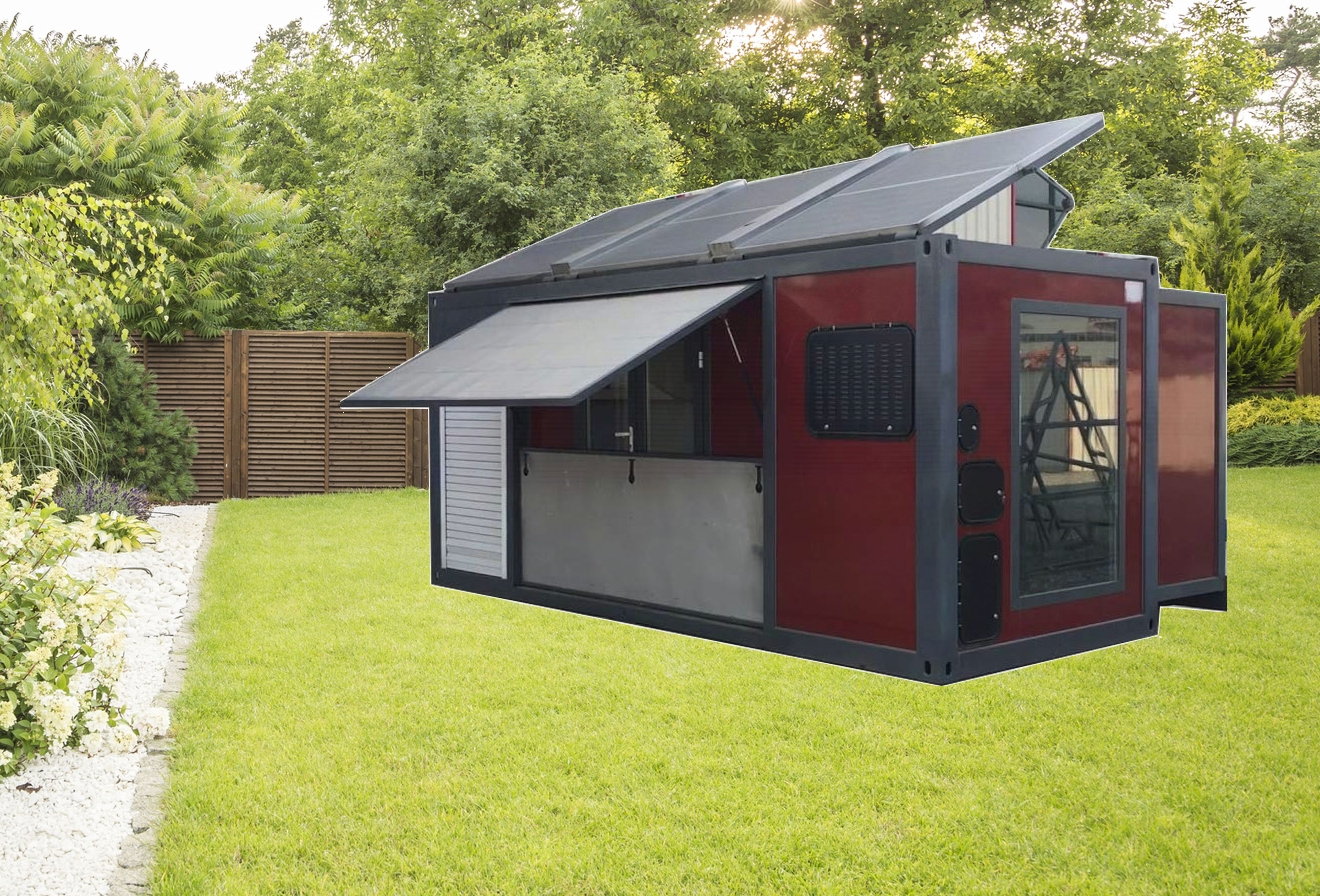 Amazon vende una casa plegable para invitados que se autoabastece con energía solar y eólica