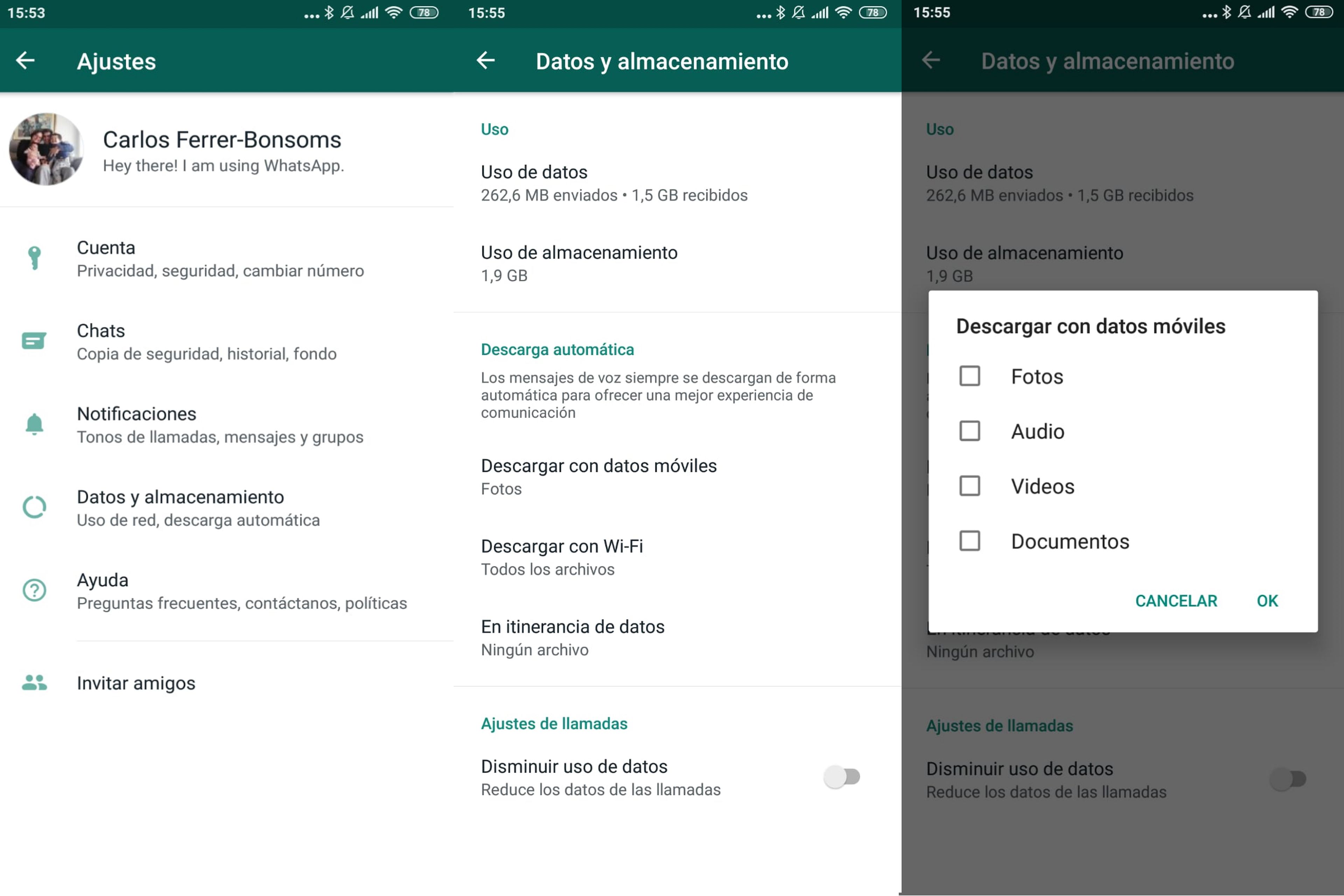 Cómo ahorrar espacio de WhatsApp en Android desactivando la descarga automática