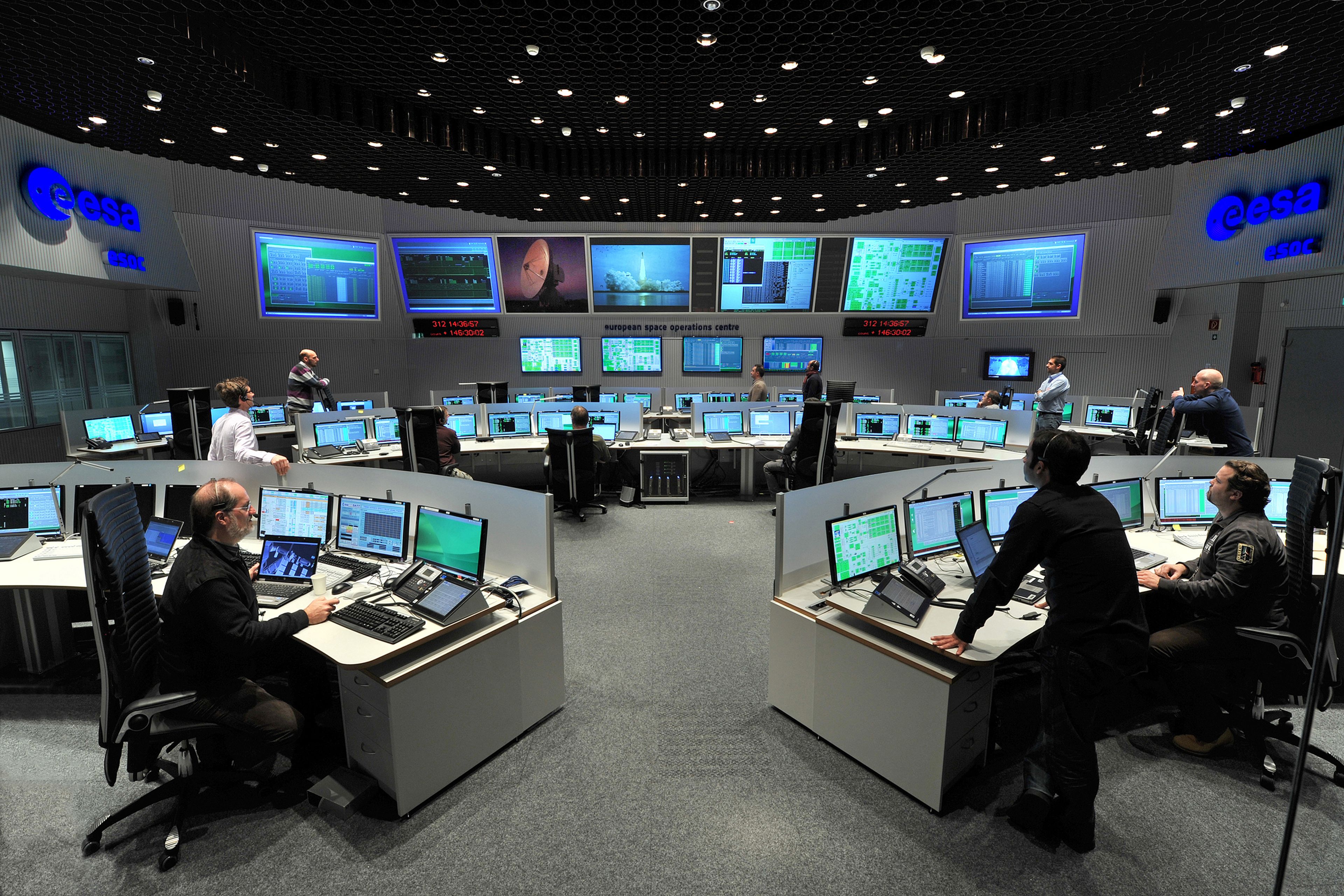 Sala de control de misiones espaciales