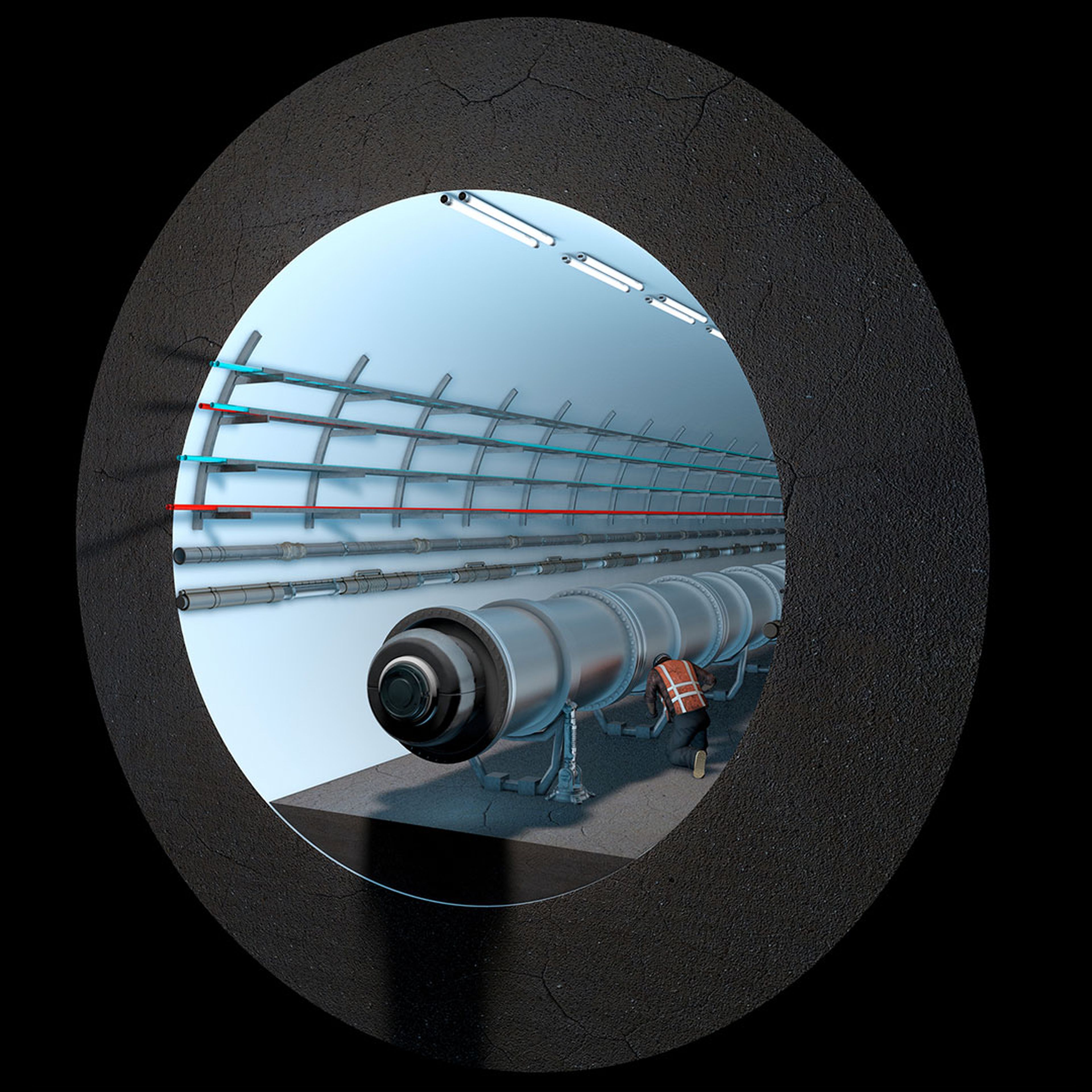 Sección del túnel del CERN