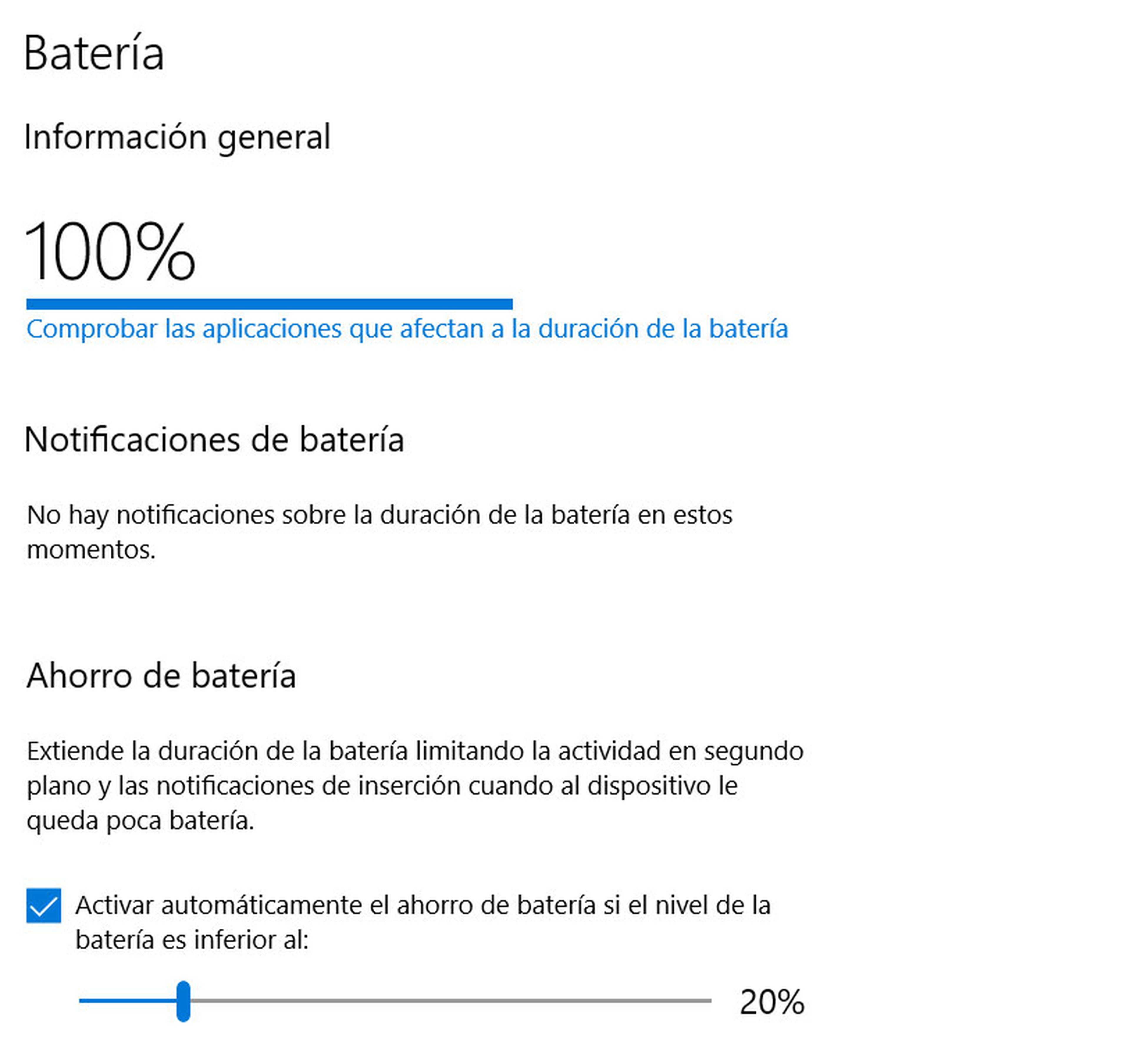 Informe batería Windows 10