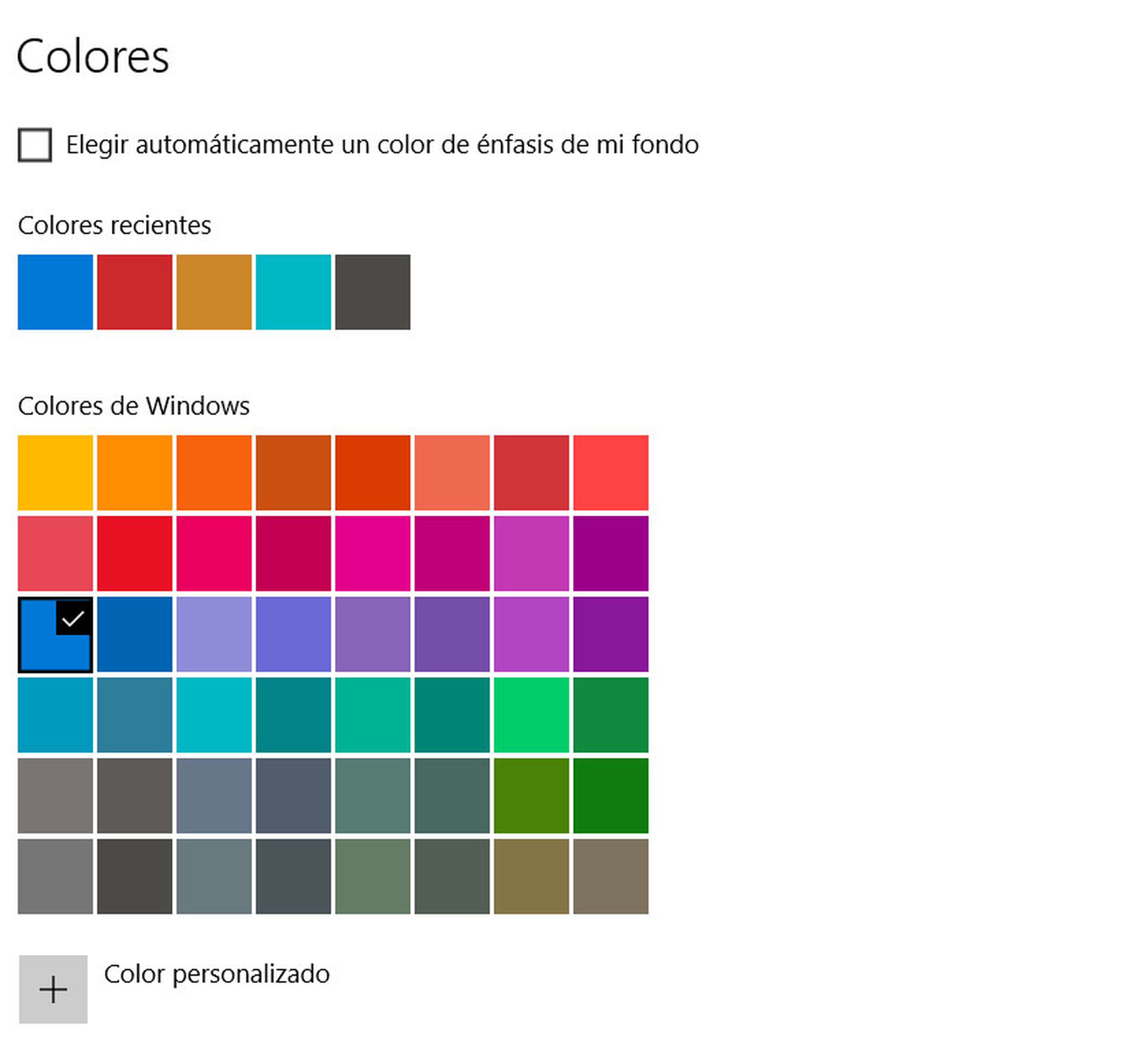 Windows 10 colores
