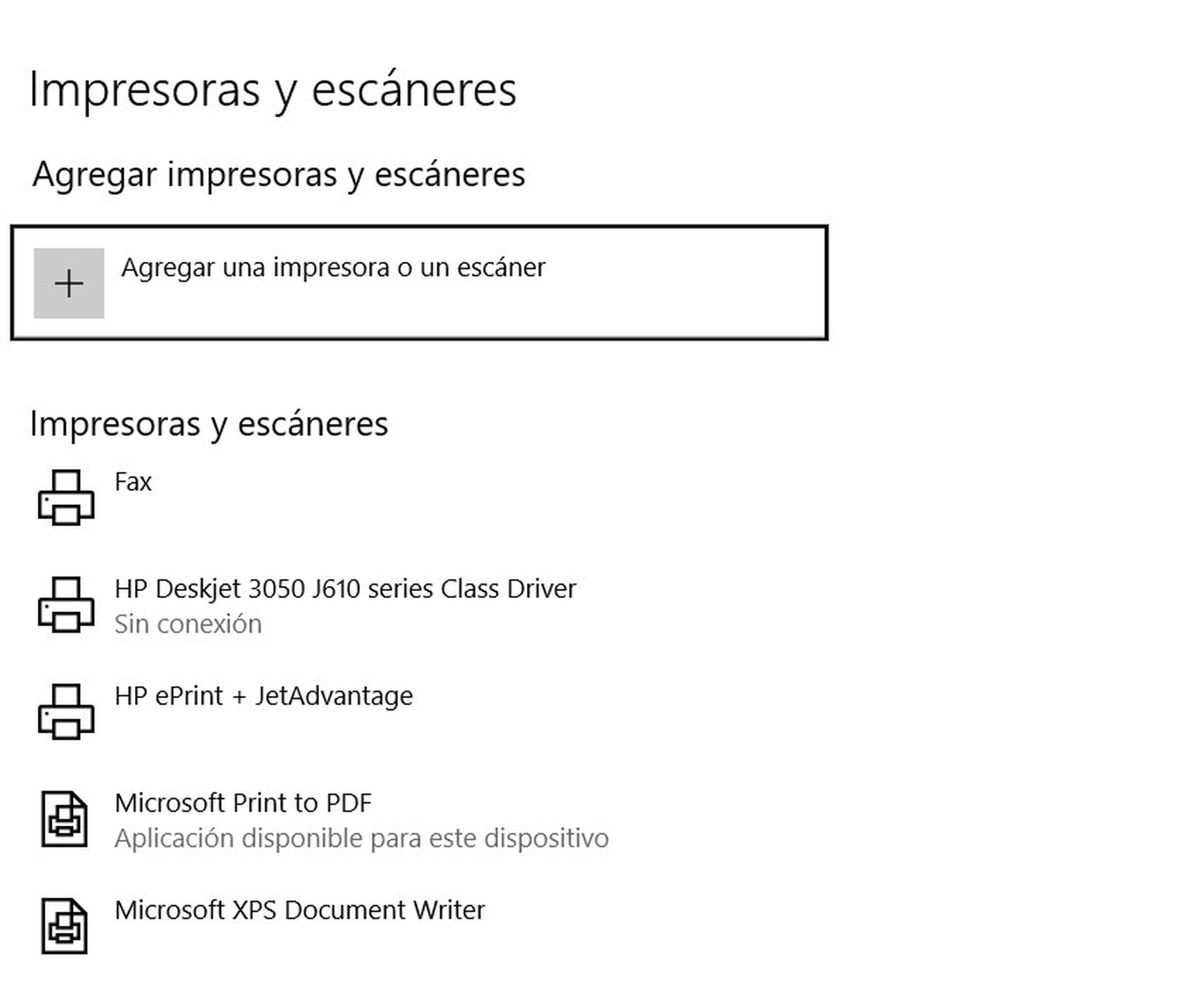 Agregar impresora Windows 10