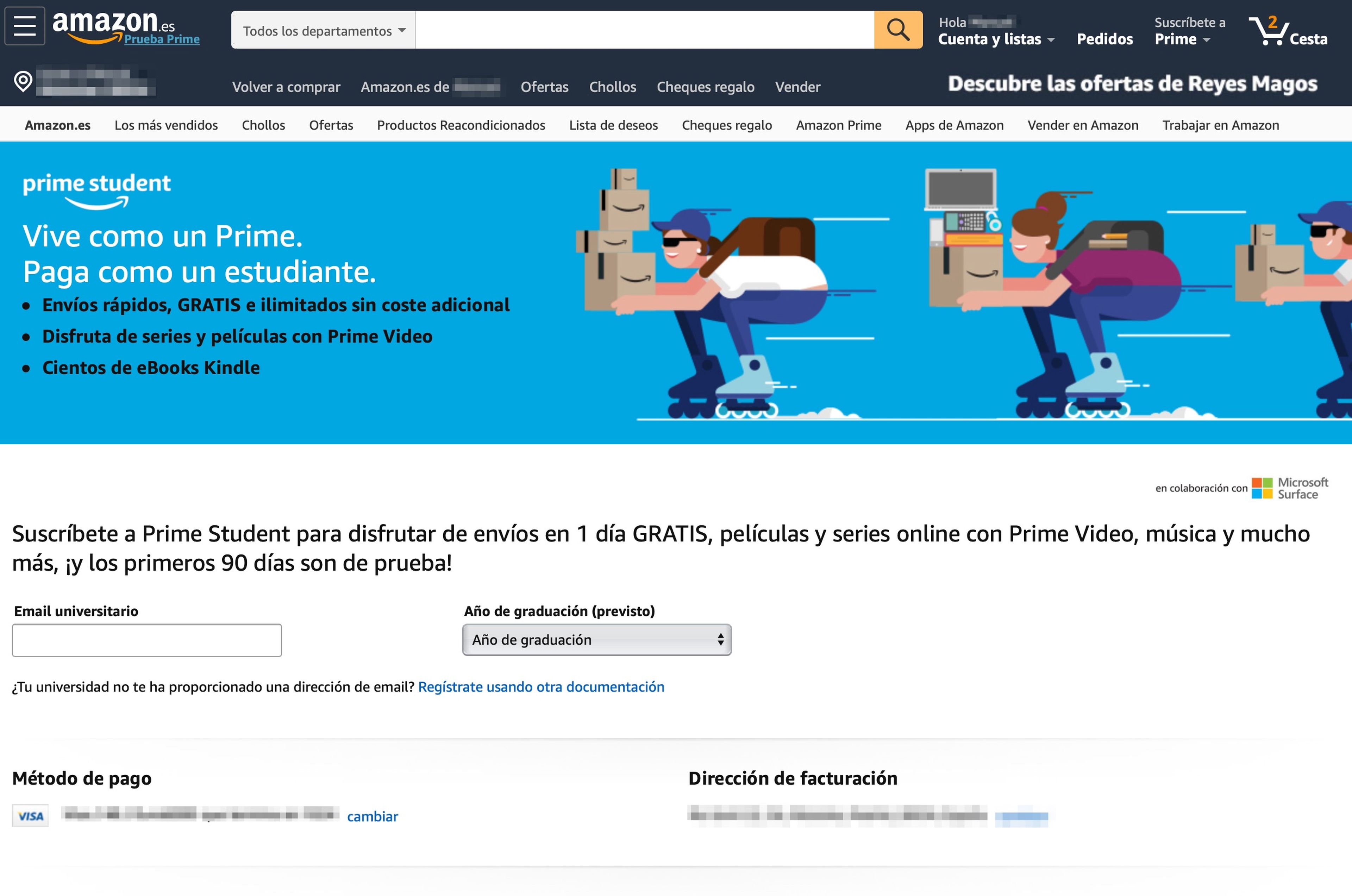Registrarse en Amazon Prime Student
