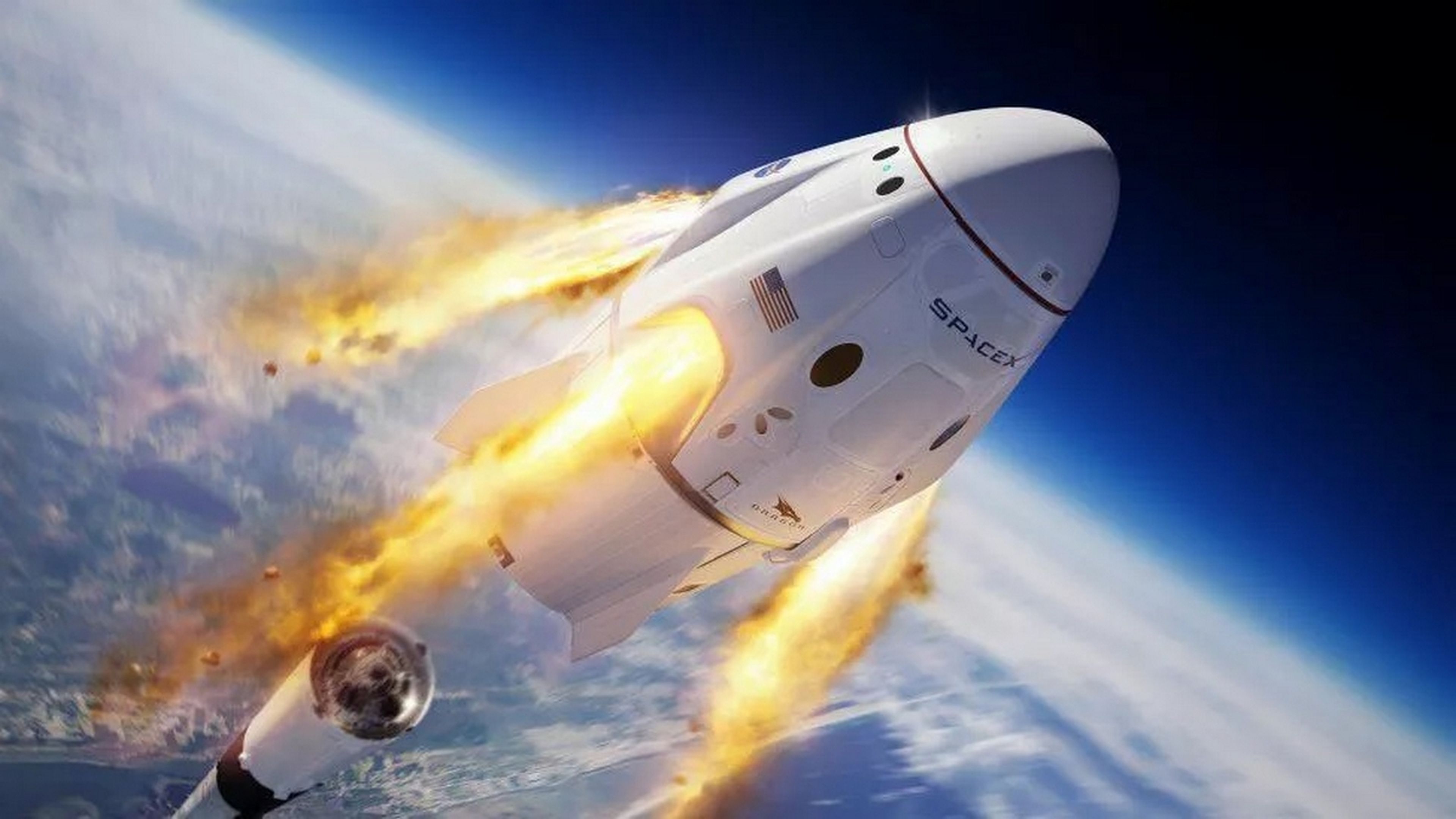 El Falcon 9 explota en el aire, la cápsula para astronautas aterriza sana y salva en el mar