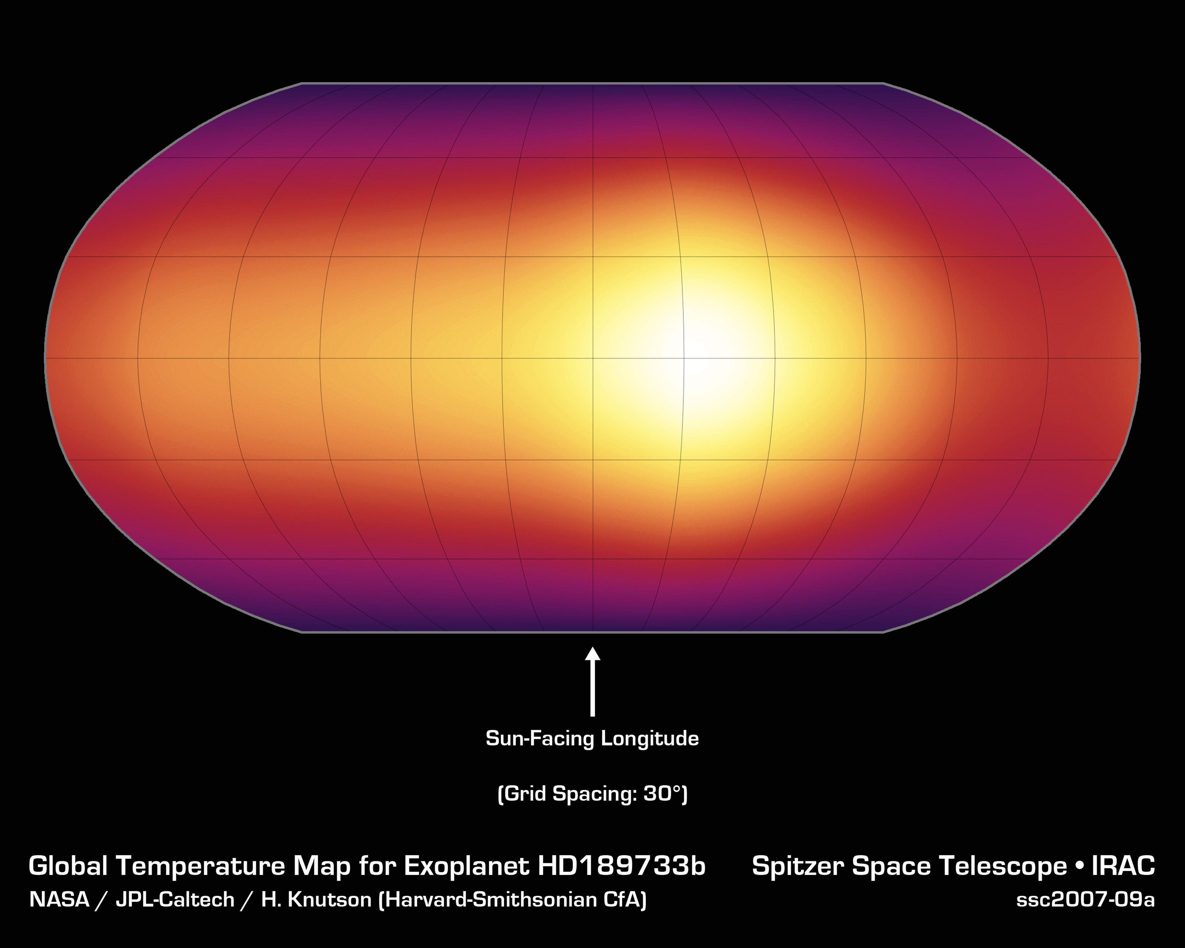 Mapa climático de un exoplaneta obtenido por el telescopio Spitzer