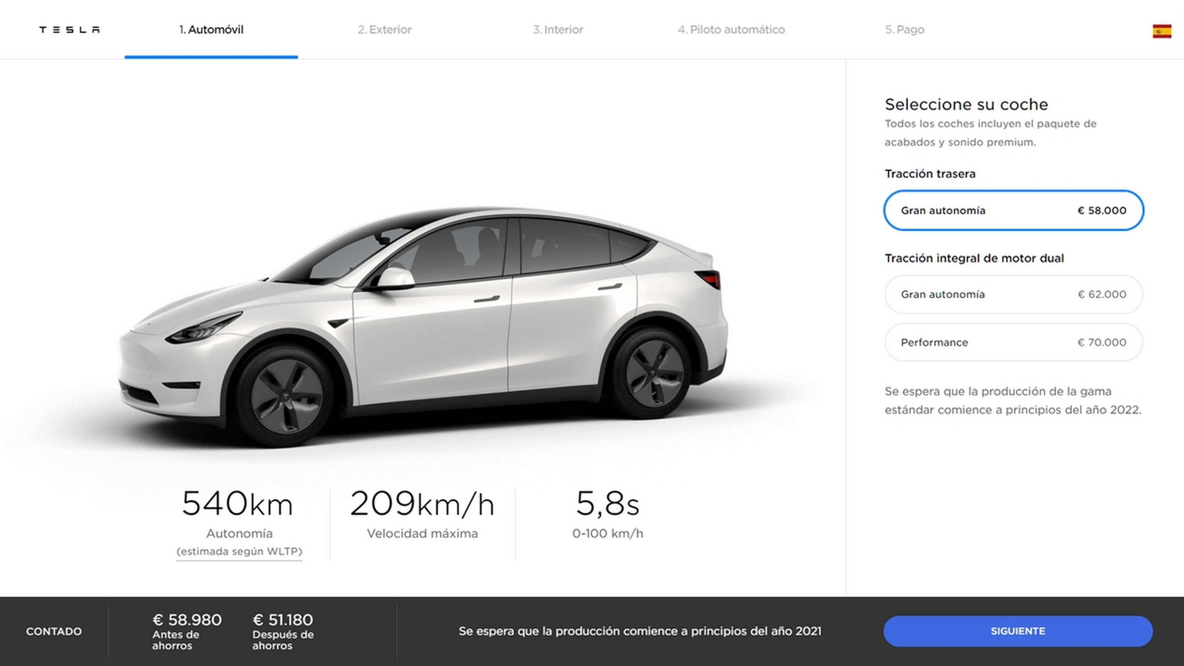Tesla desvela el precio del Tesla Model Y en España, saldrá a la venta en 2021