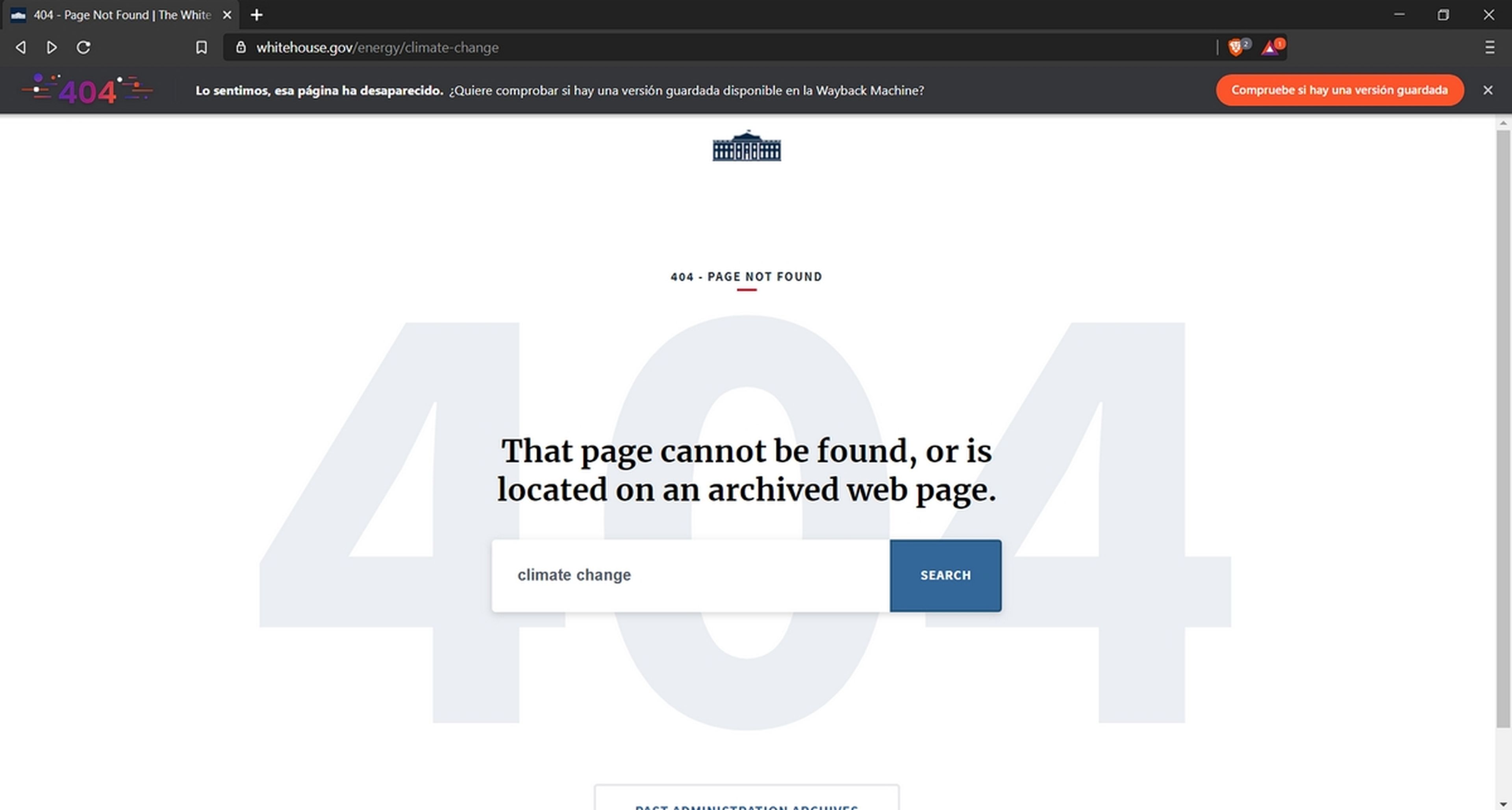 Brave es el único navegador capaz de encontrar páginas web que ya no existen