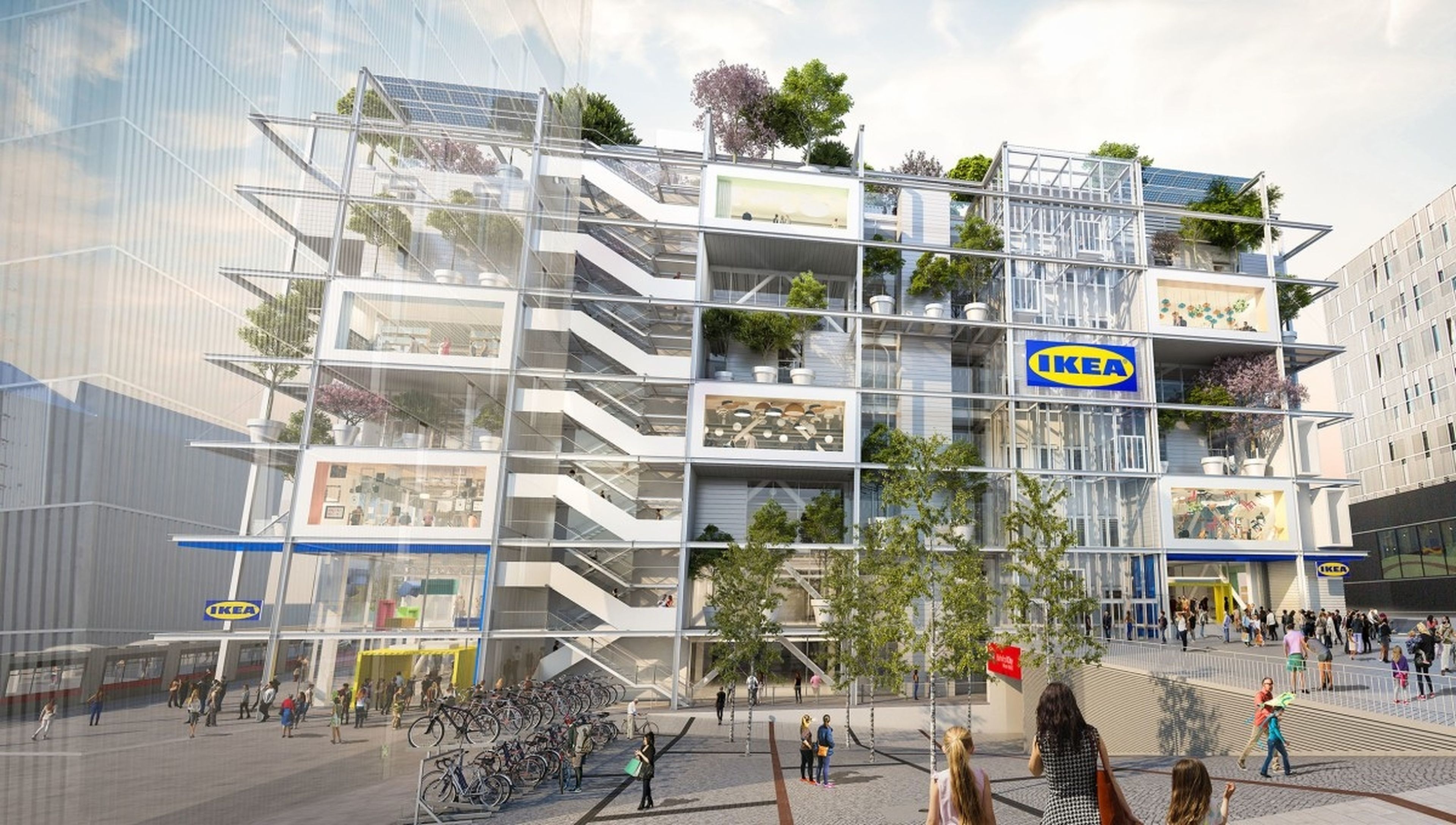Ikea construye una tienda invadida por los árboles y con aparcamientos solo para bicis