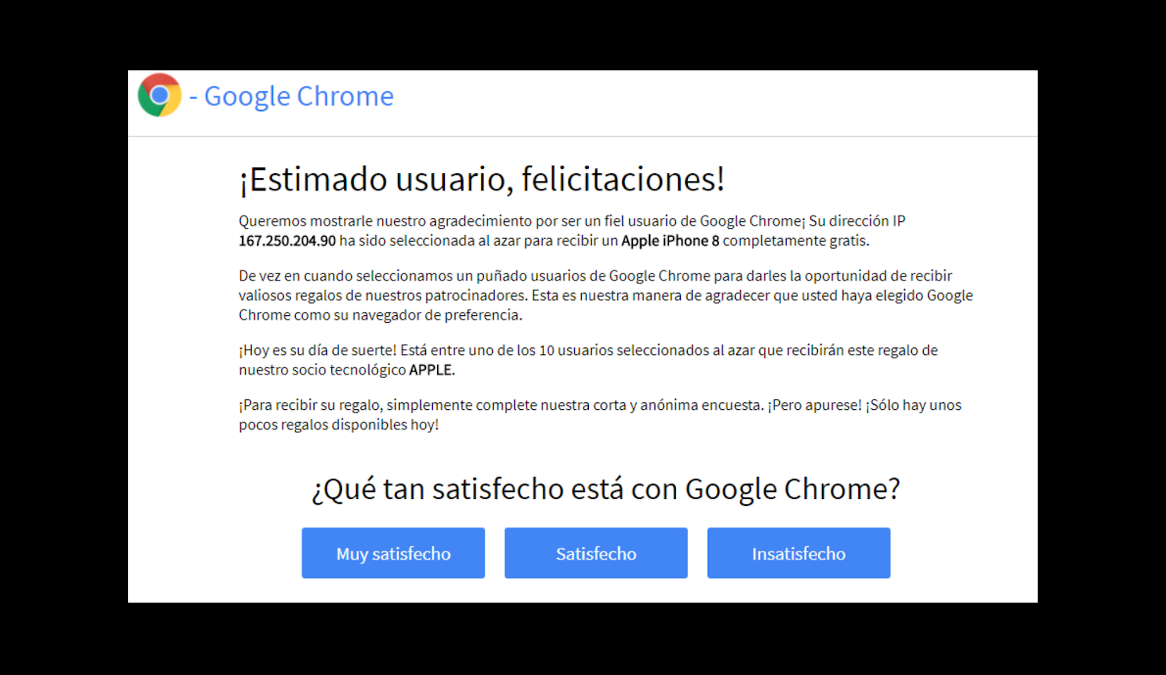 Estafa online en Chrome
