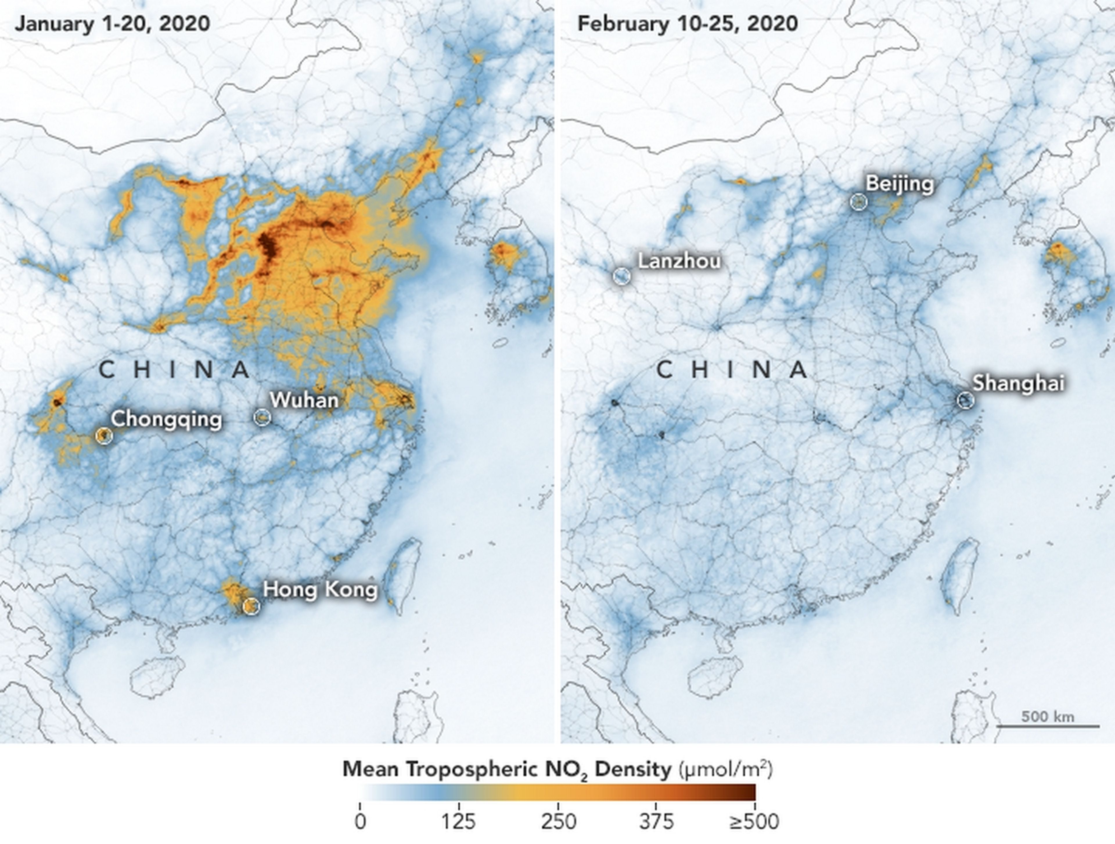 Los índices de contaminación han caído en picado en China debido al coronavirus