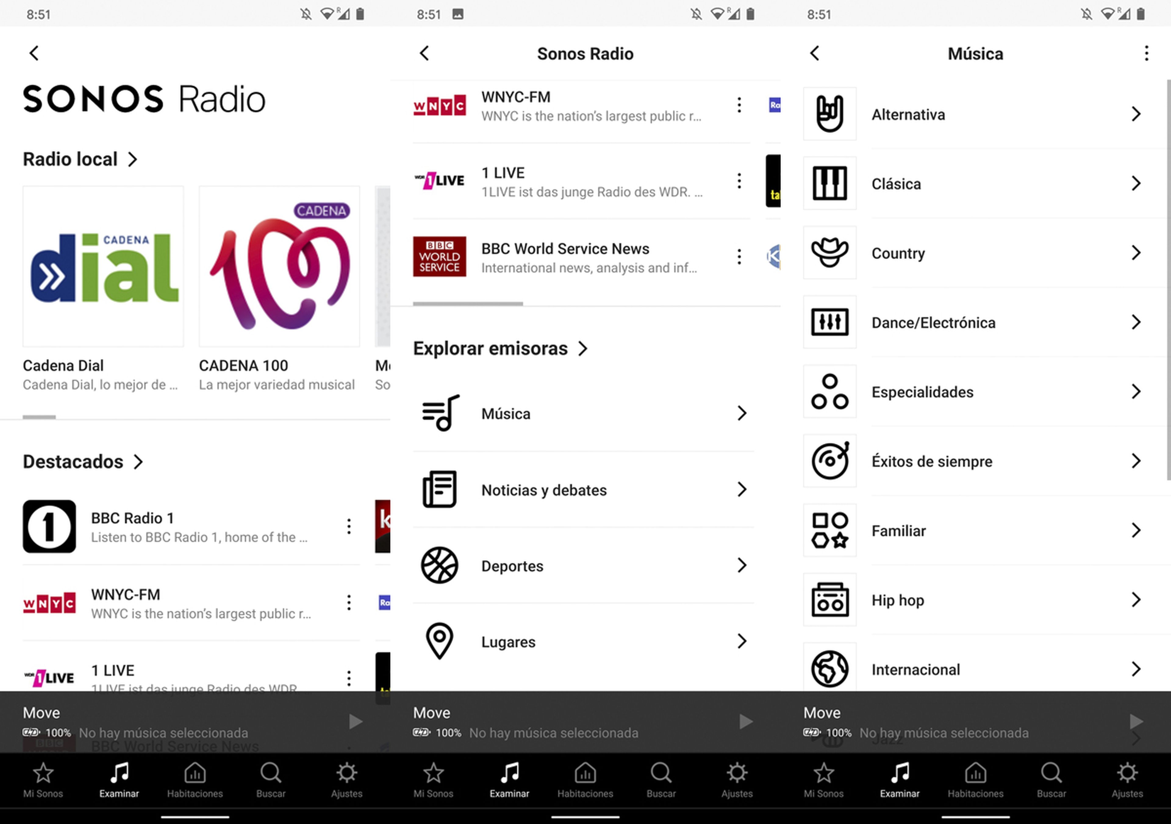 Sonos Radio en la aplicación