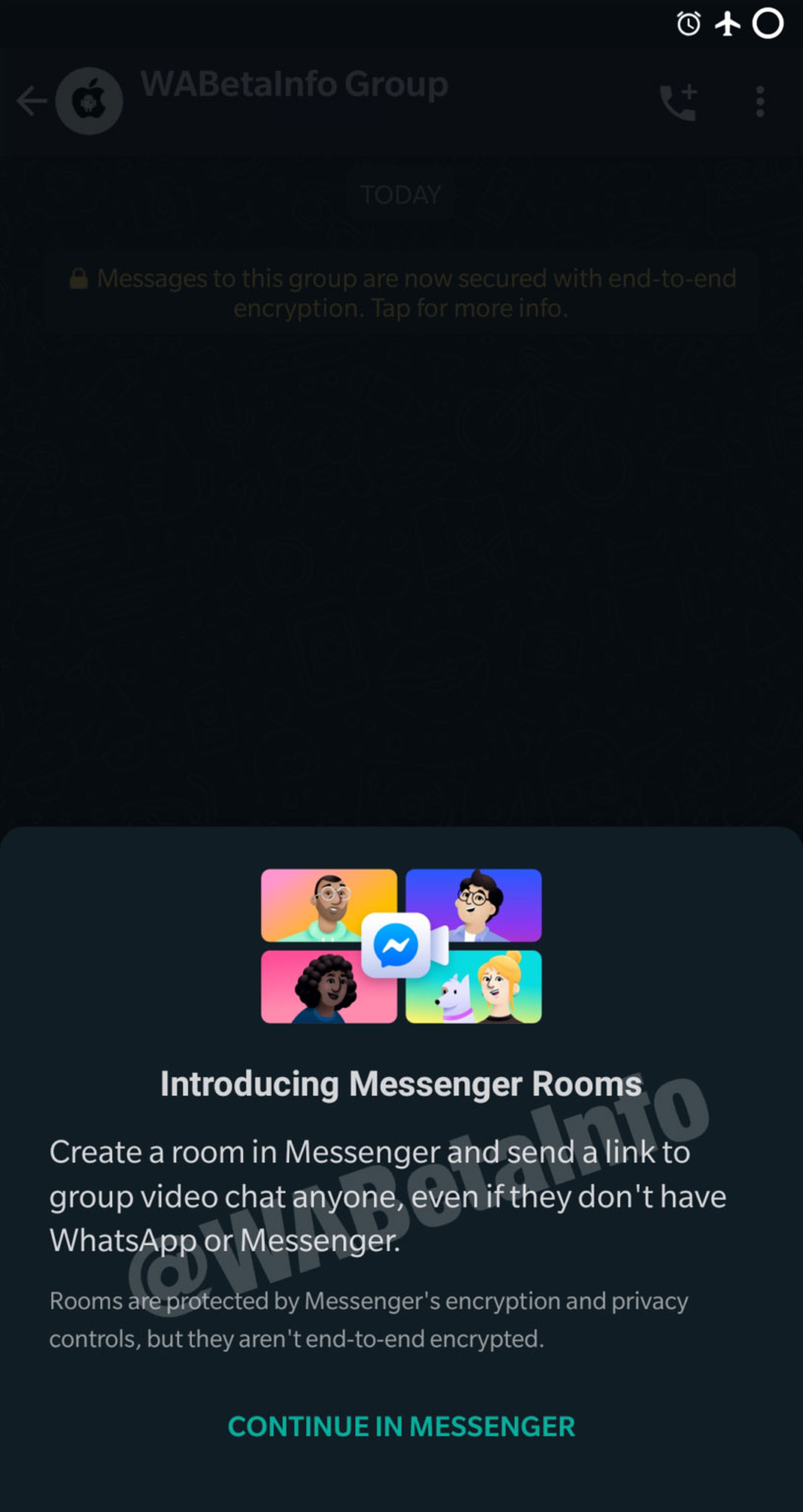 Messenger Rooms en WhatsApp