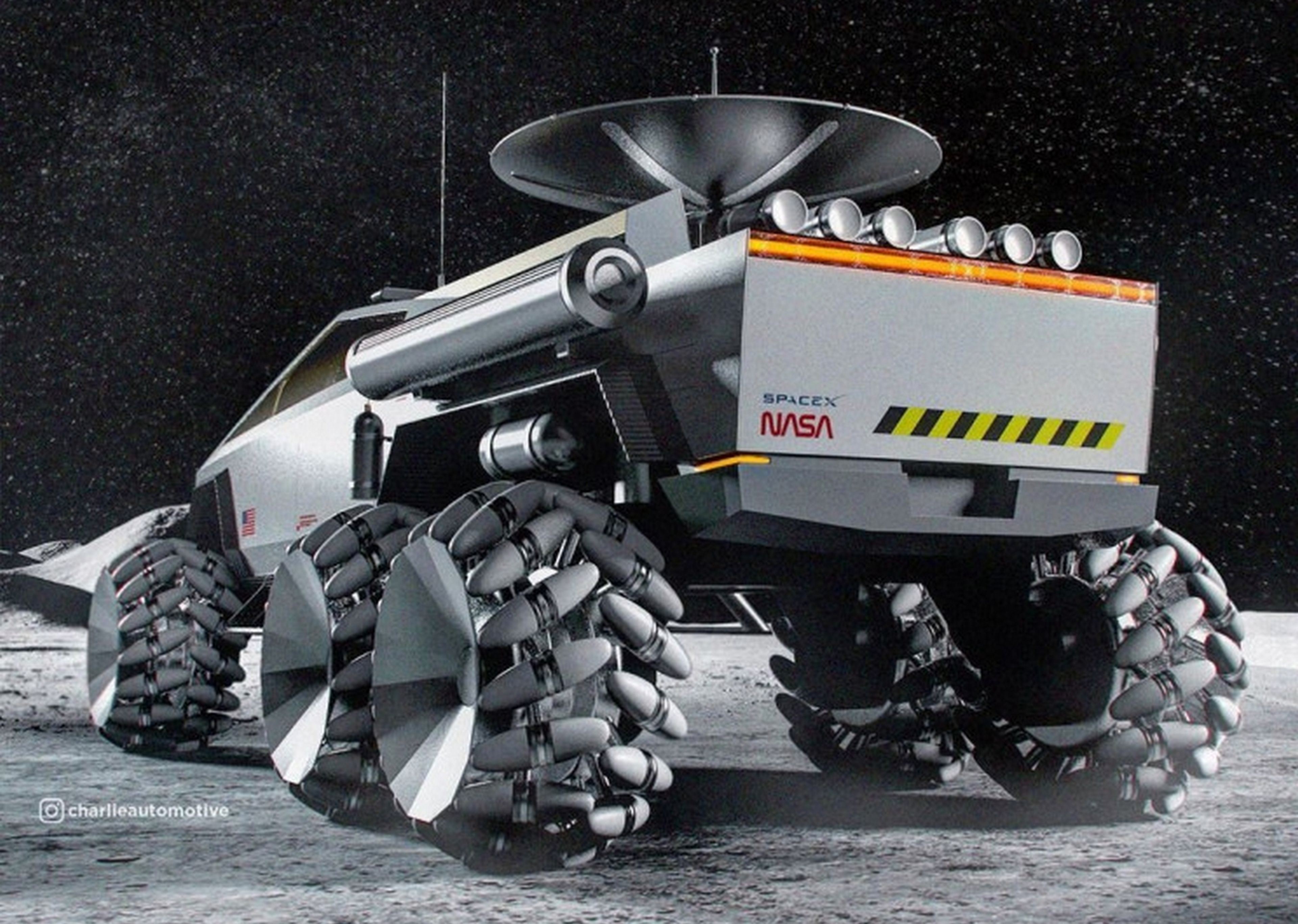 ¿Debería Tesla fabricar los vehículos lunares de la NASA? Así sería el Tesla Cybertruck Moonrover