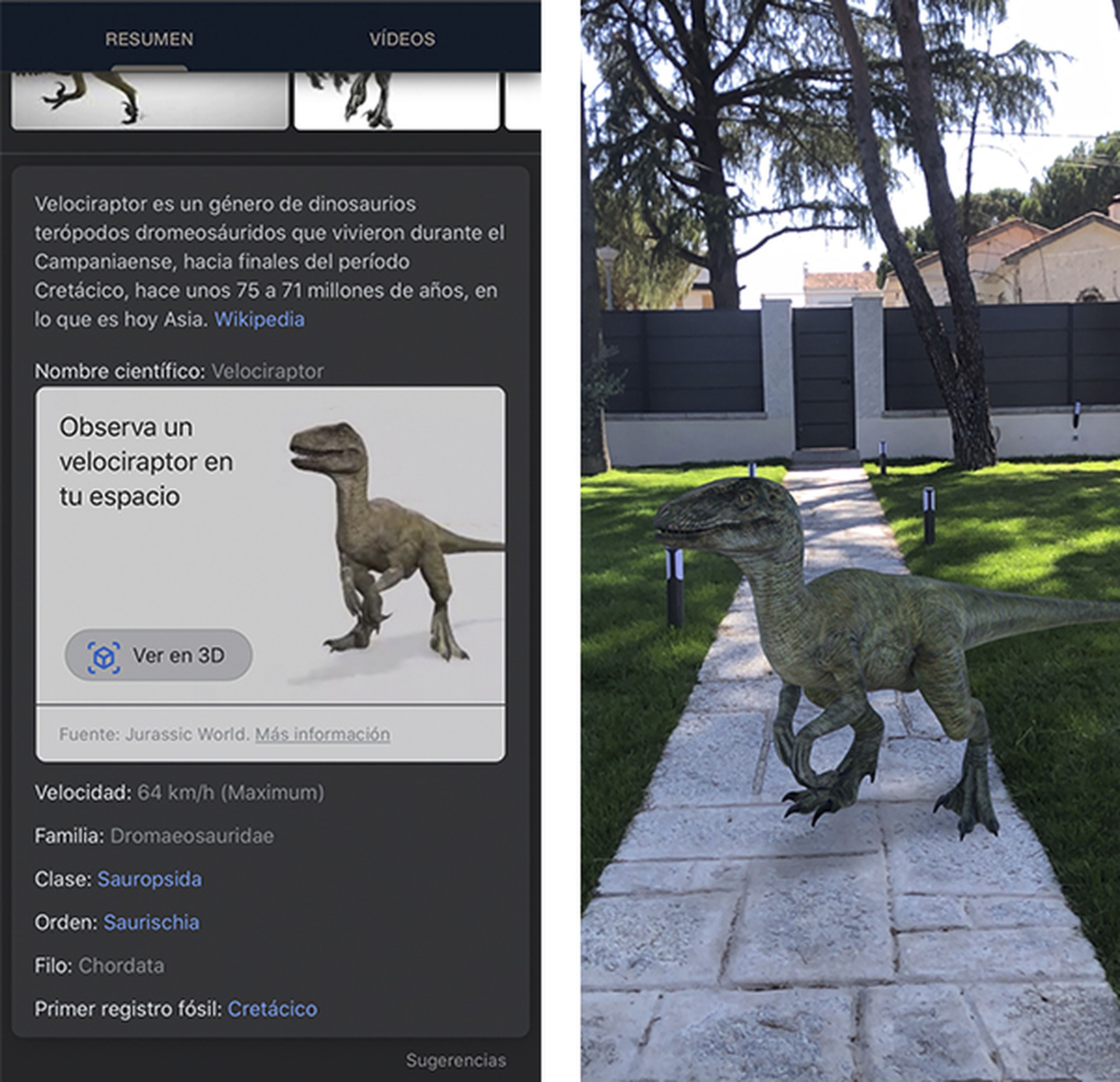 Dinosaurios en 3D de Google