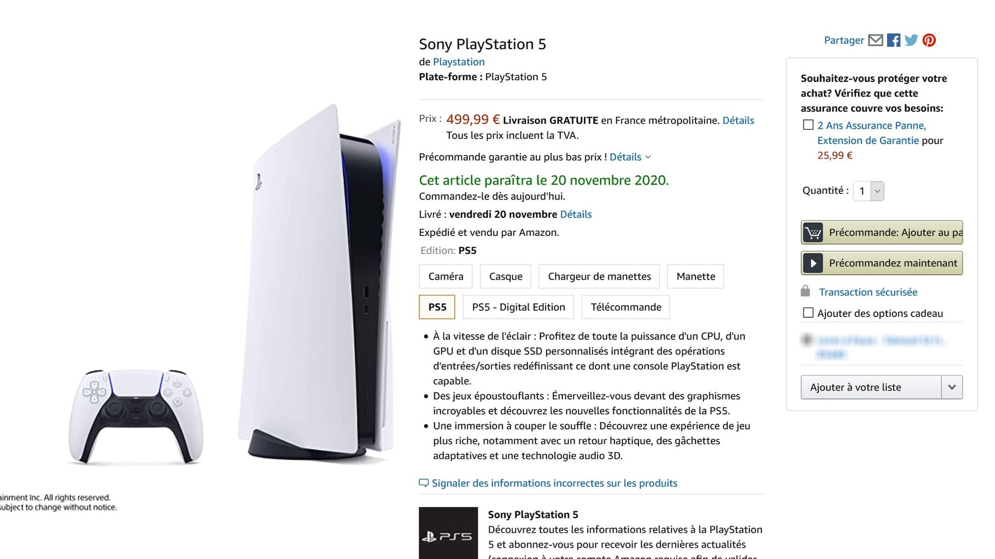 PS5 precio Amazon Francia
