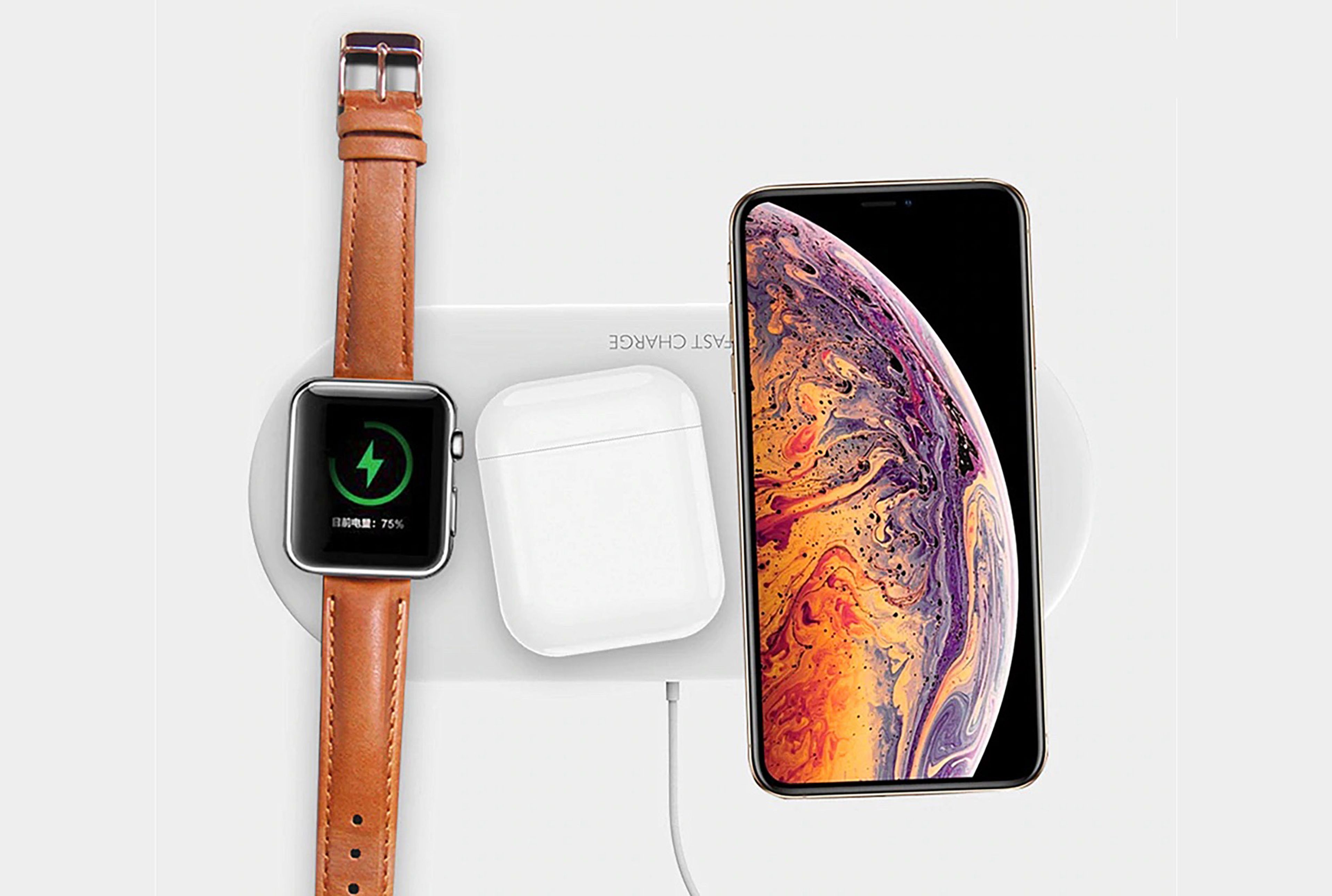 Cargador inalámbrico triple para móviles y Apple Watch de Amstar