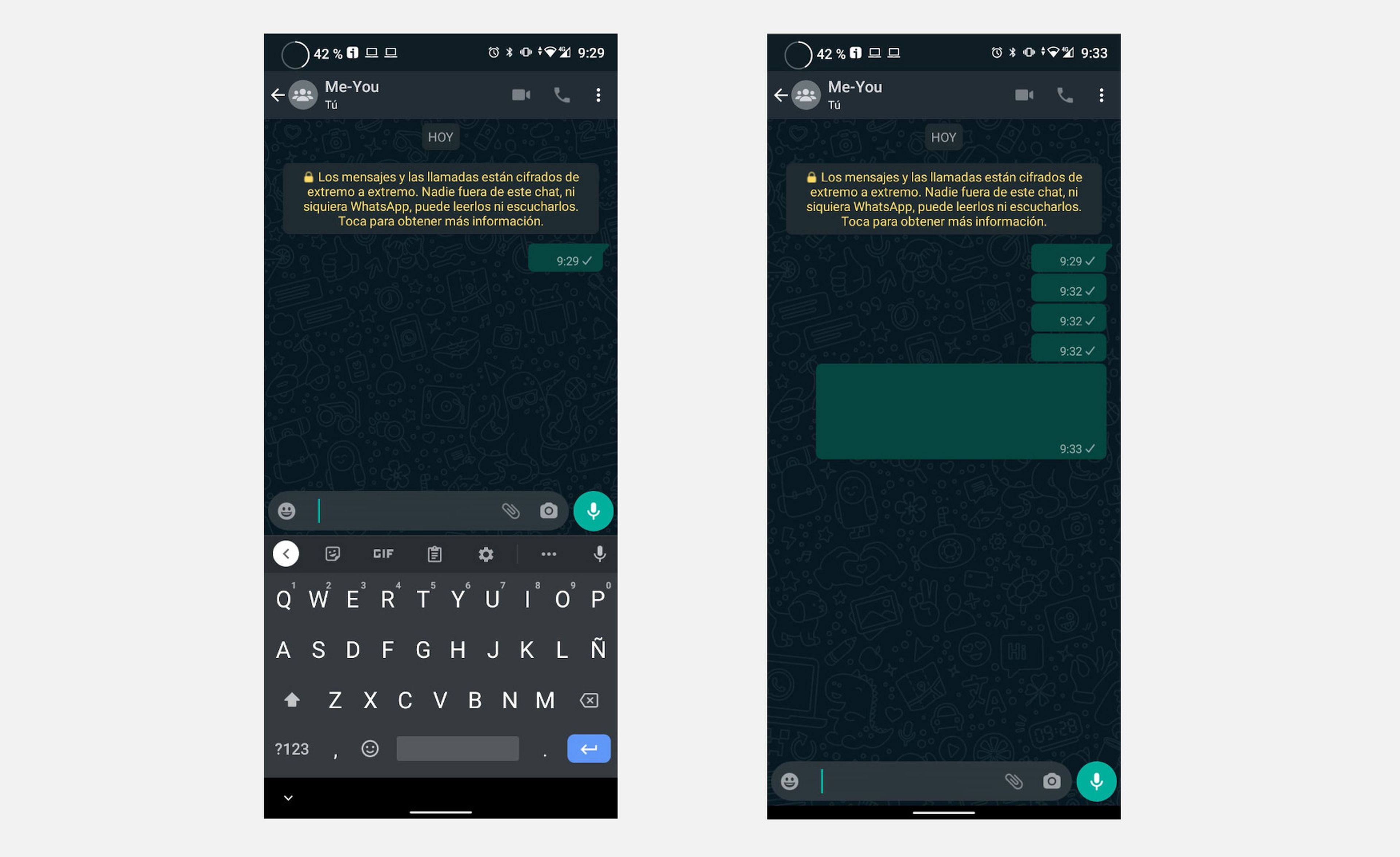 WhatsApp mensajes transparentes