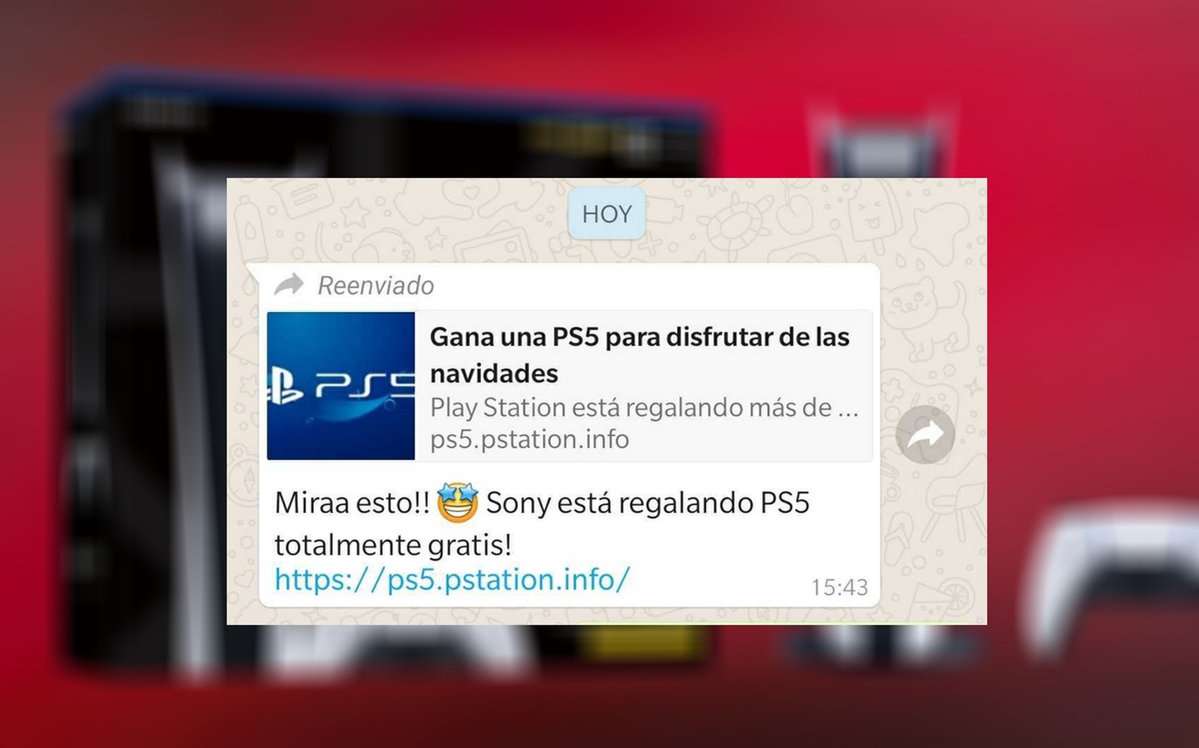 Cuidado con este WhatsApp que afirma que Sony está regalando PS5, es una estafa